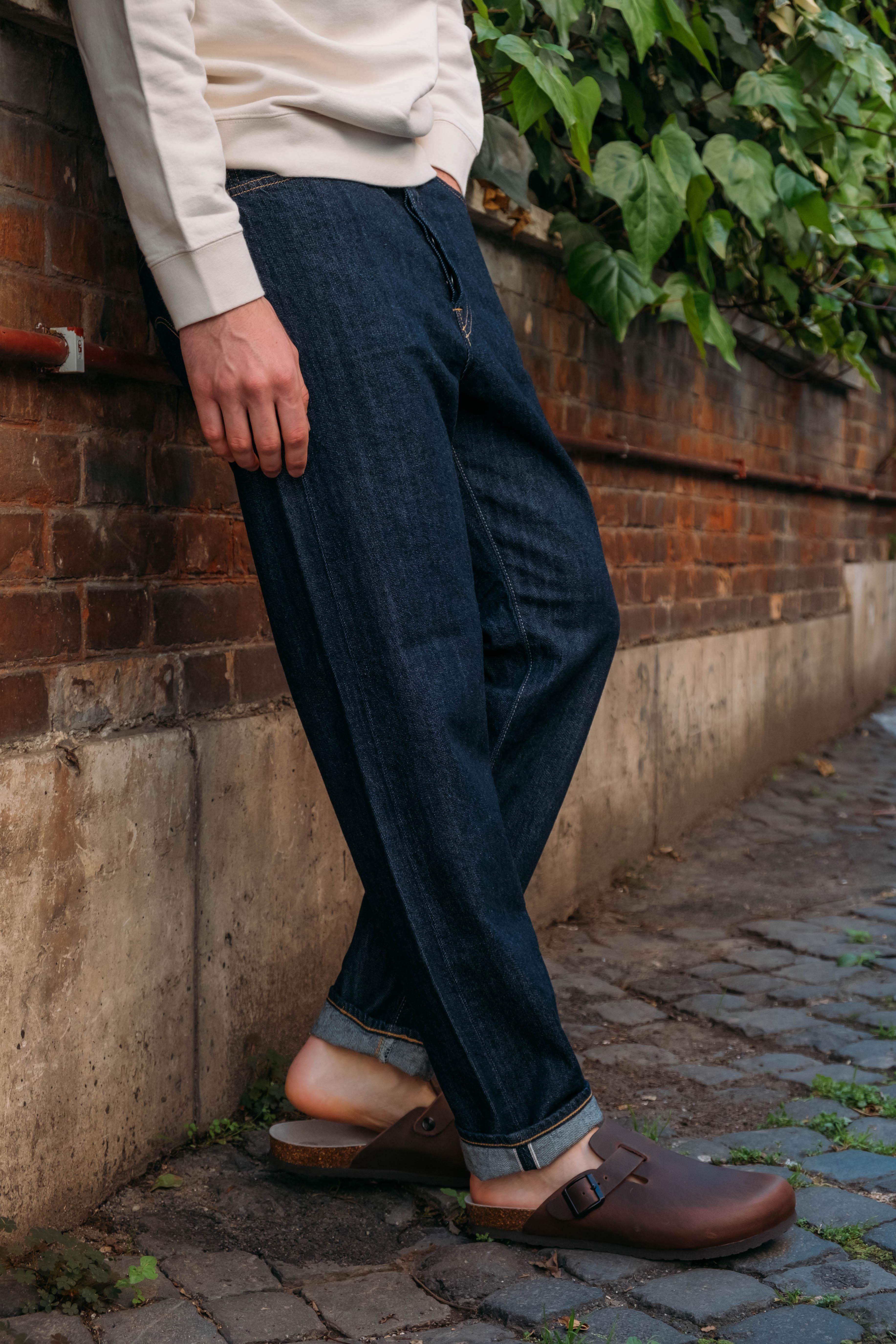 Loose Tapered Jeans Blue Rinsed