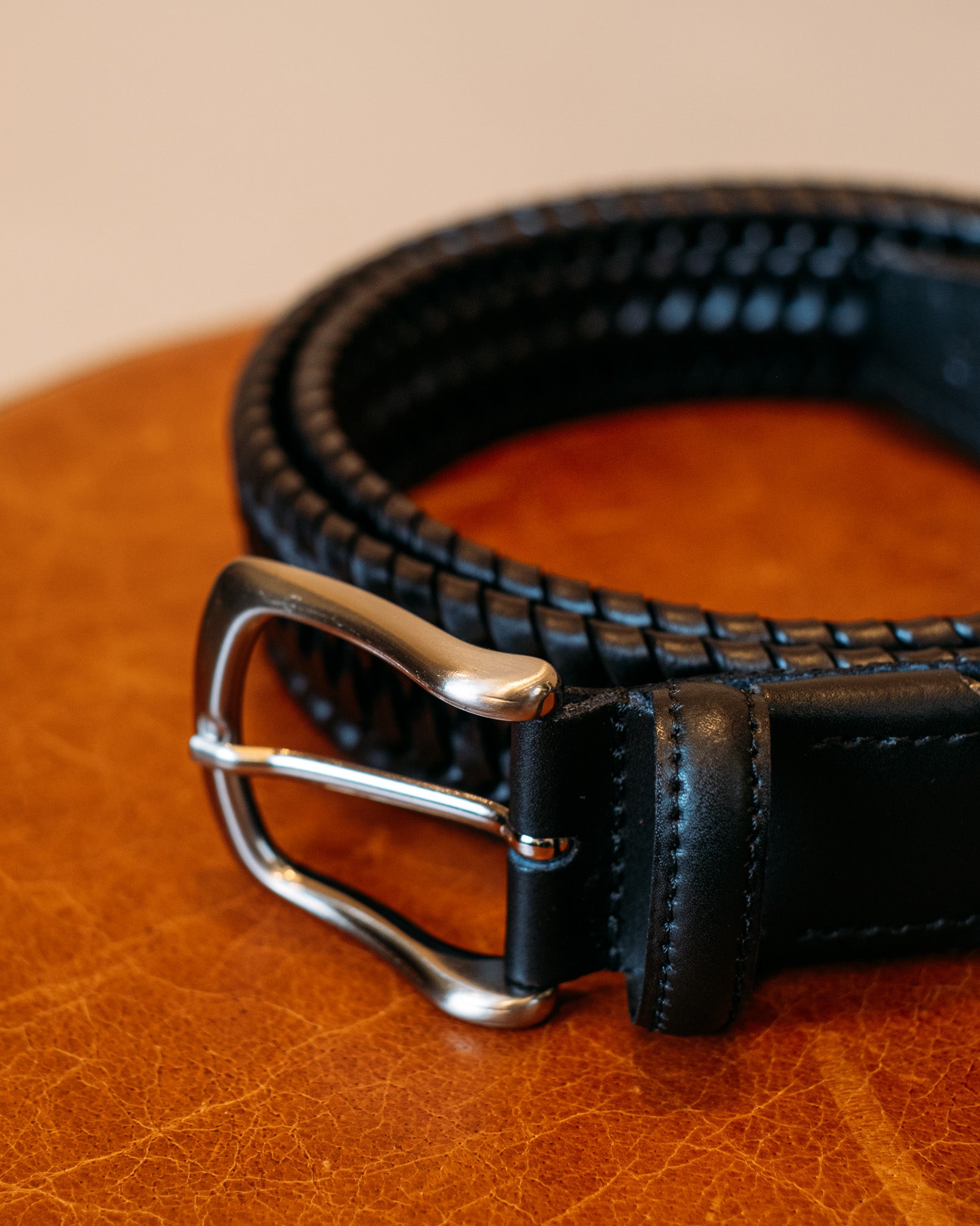 Cintura in Pelle Nero ELASTIC NE Alberto Luti 