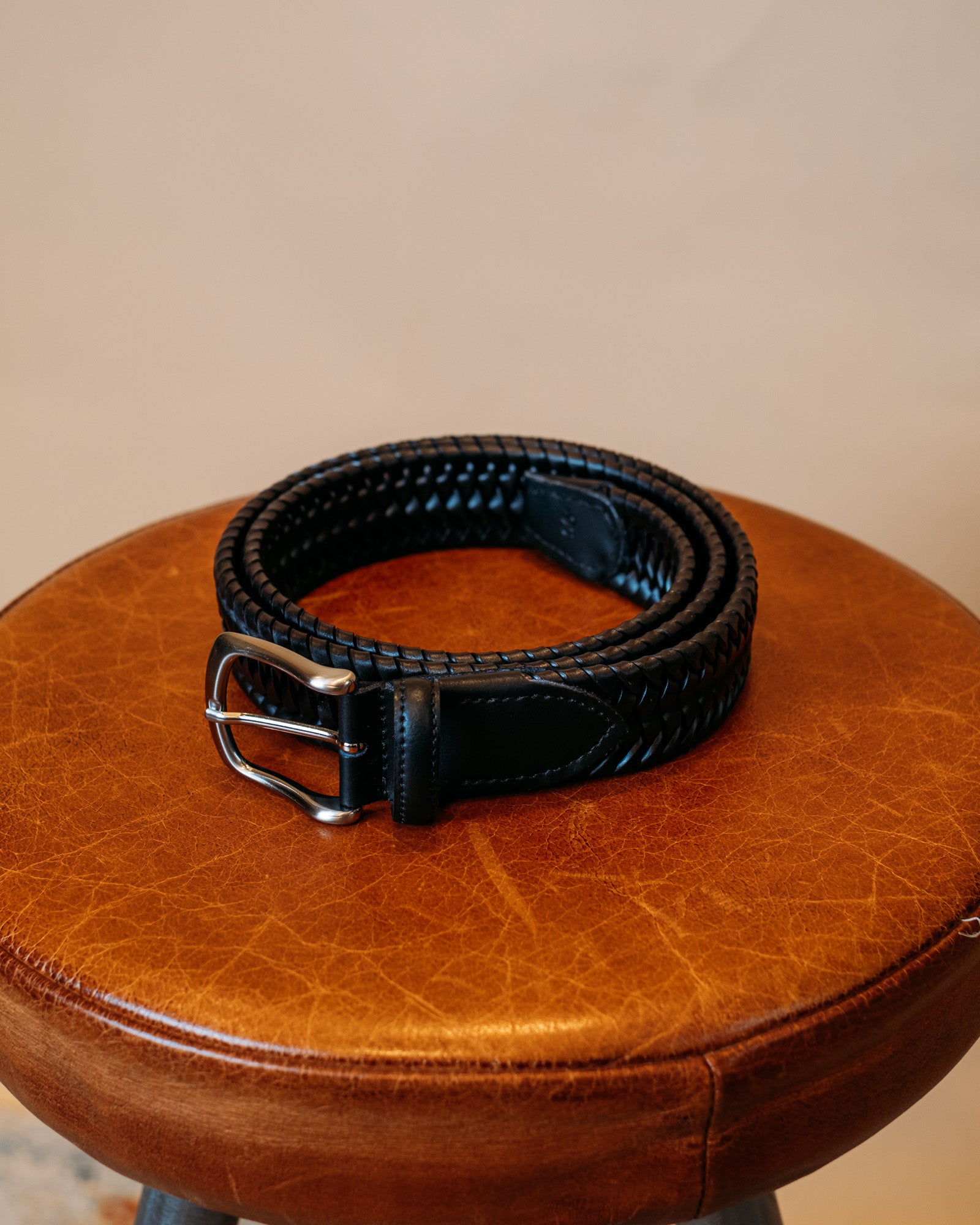 Cintura in Pelle Nero ELASTIC NE Alberto Luti 