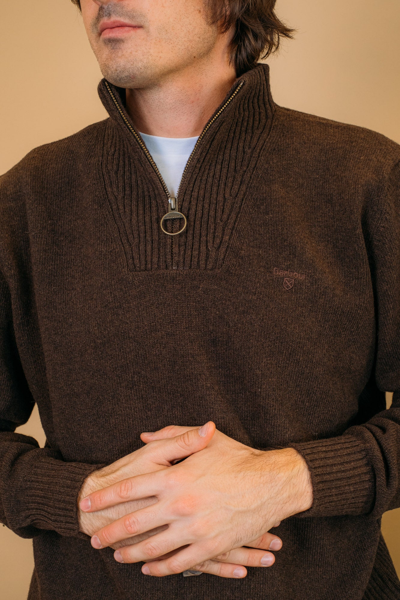 Essential Wool Half Zip MKN0339 BR17 Barbour 