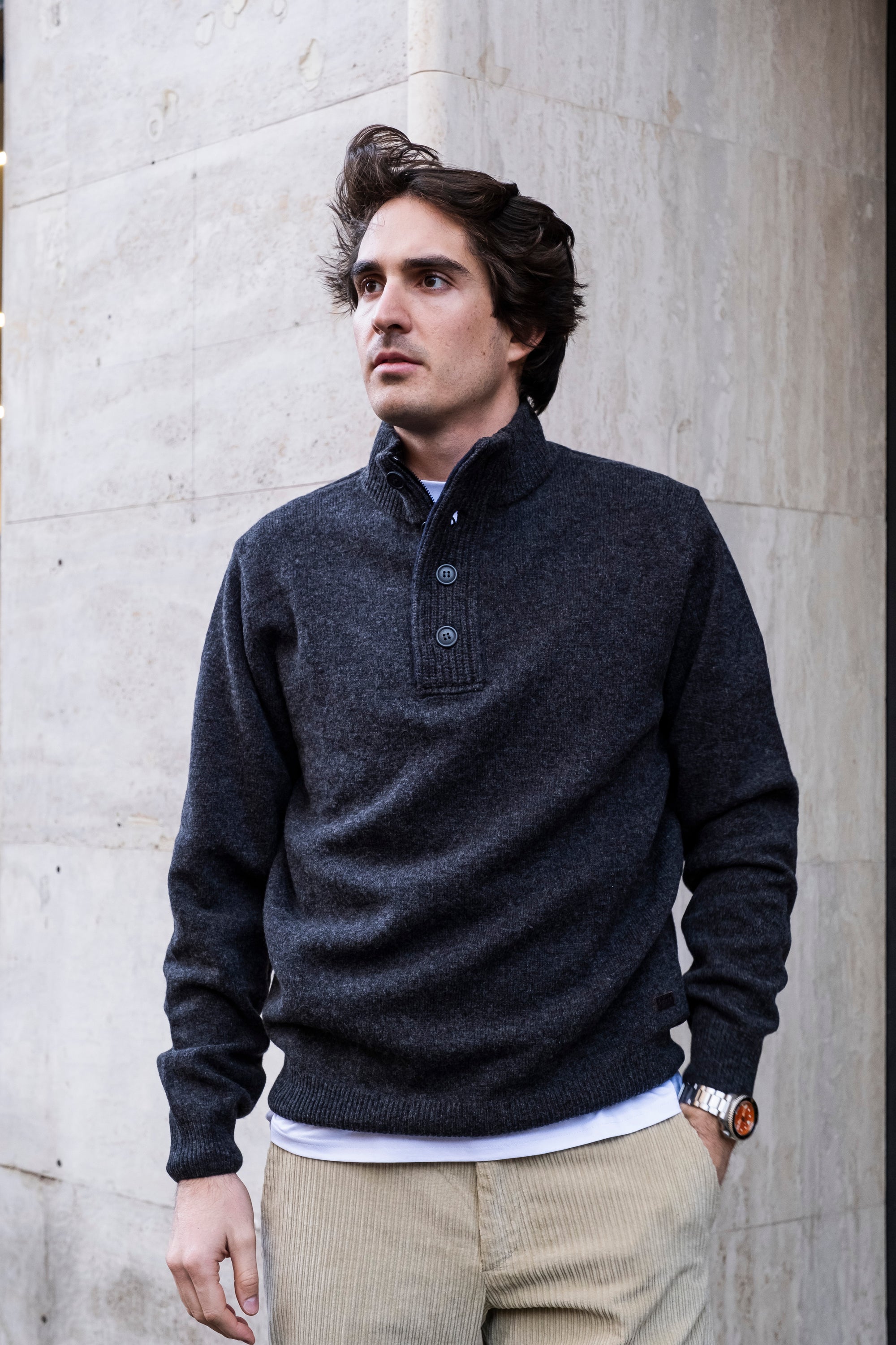 Essential Patch Half Zip MKN0585CH91 CHARCOAL Barbour 