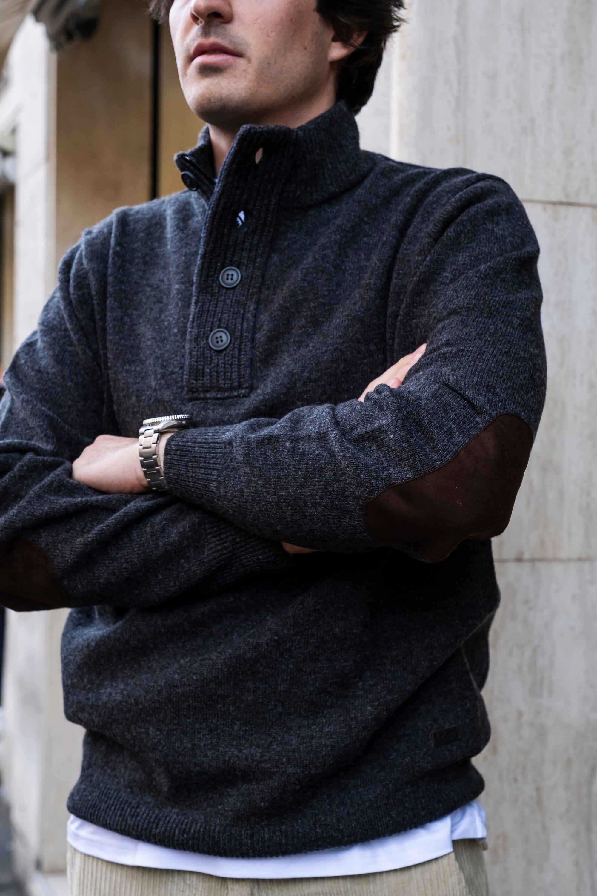Essential Patch Half Zip MKN0585CH91 CHARCOAL Barbour 