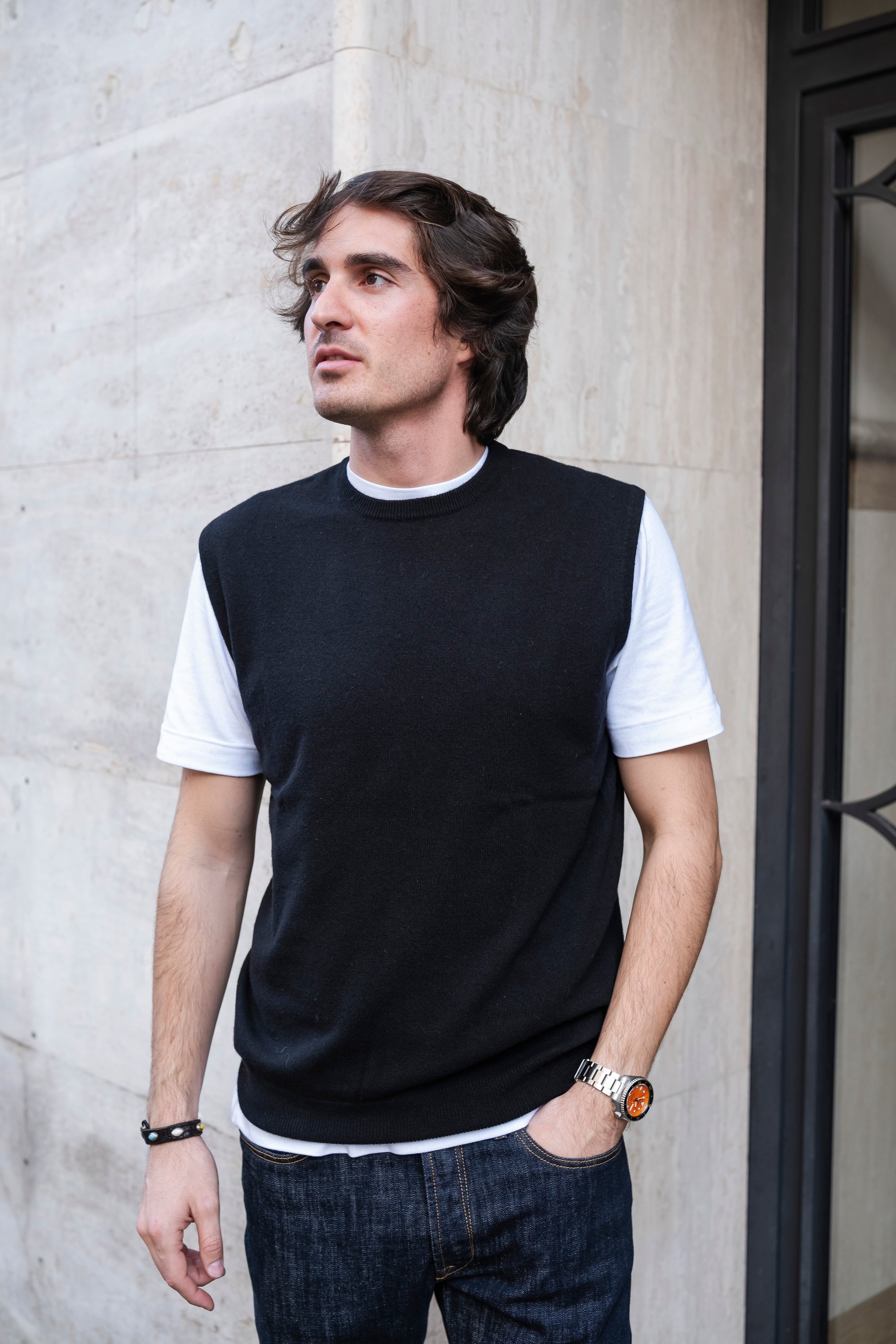 Gilet Misto Cashmere MA7274NERO NERO Gaffi 