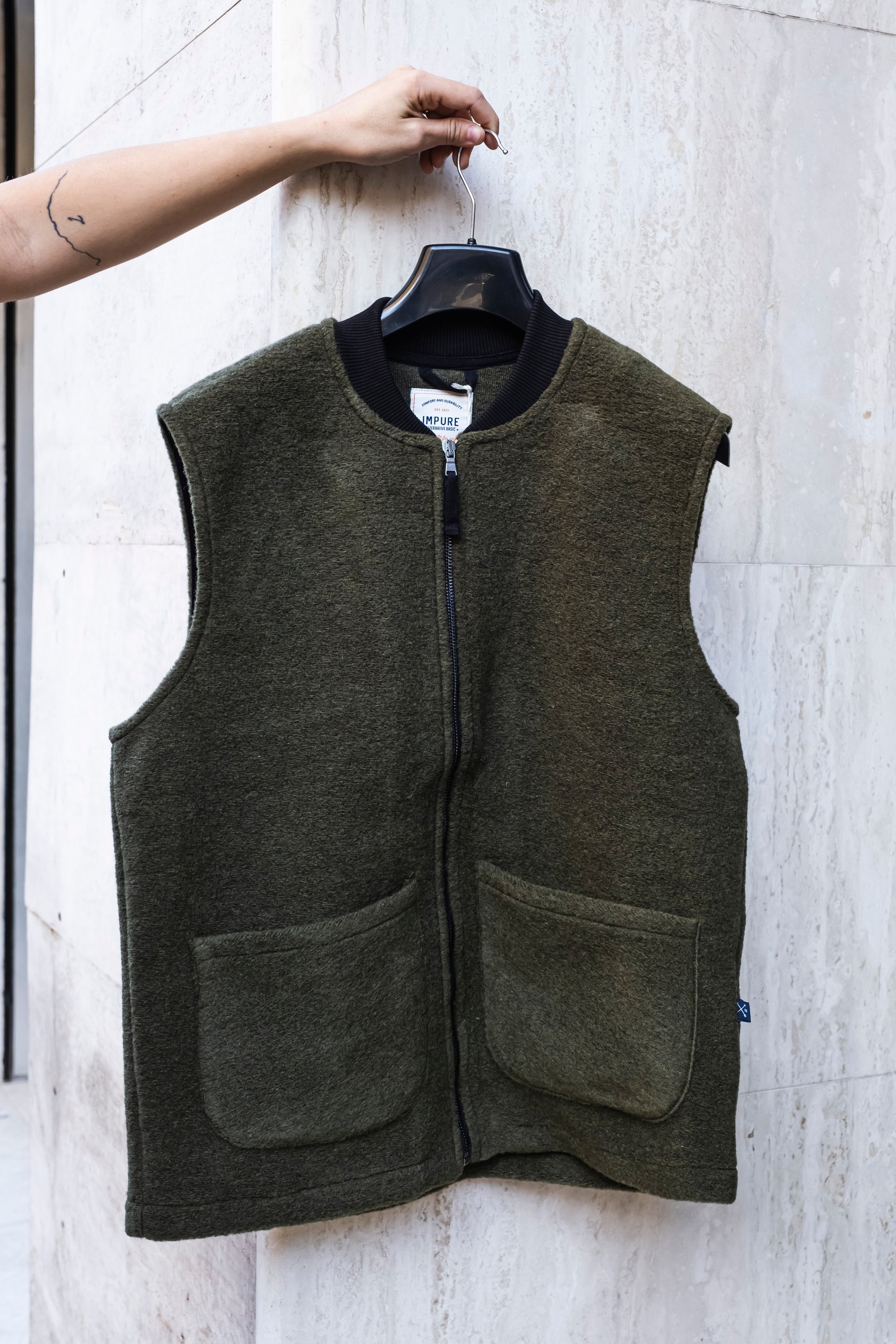 Gilet Mixed Boiled Wool GAVINMWBC06 GREEN Impure 