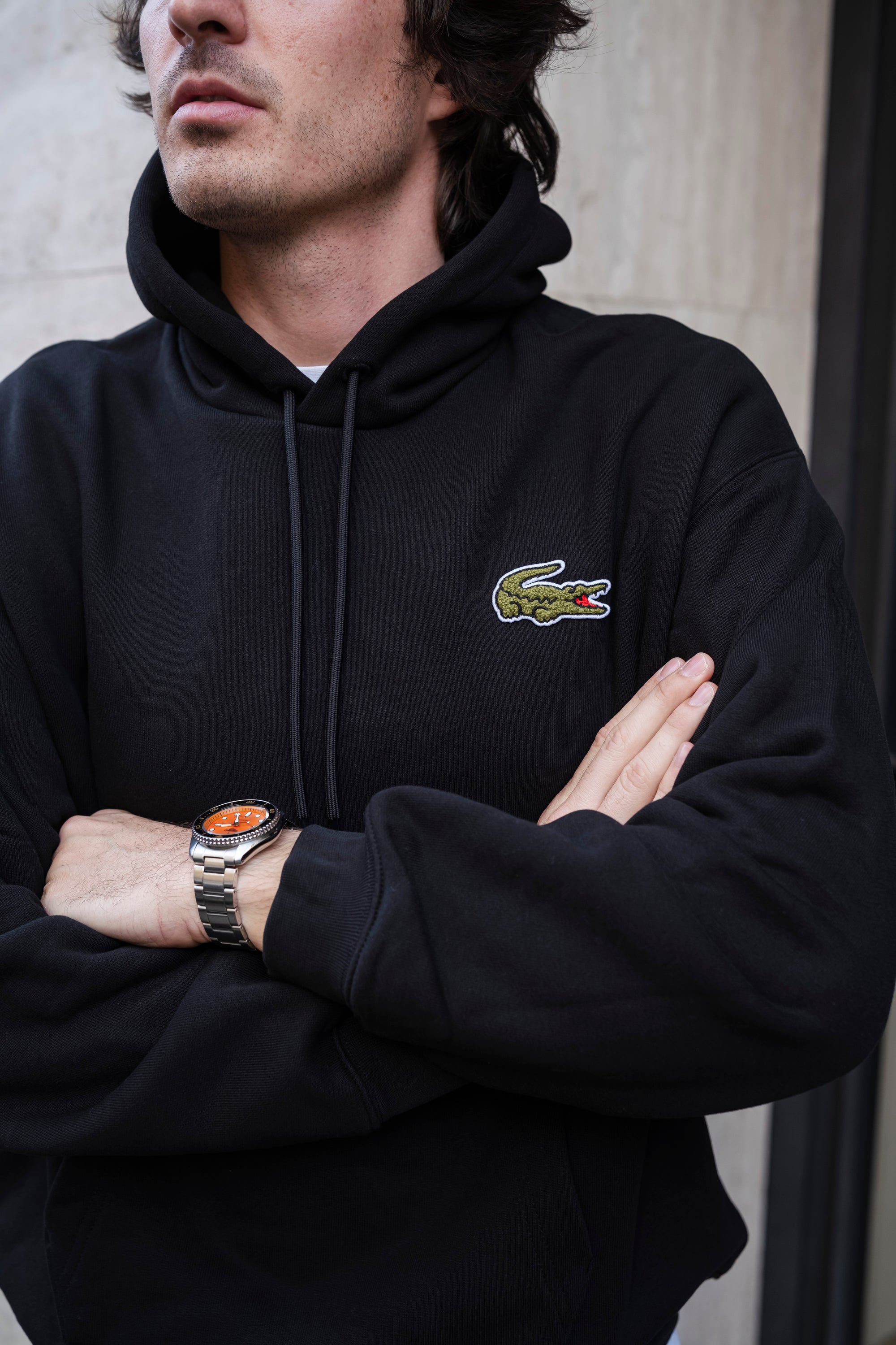 Felpa con Cappuccio Big Logo SH2754031 NERO Lacoste 
