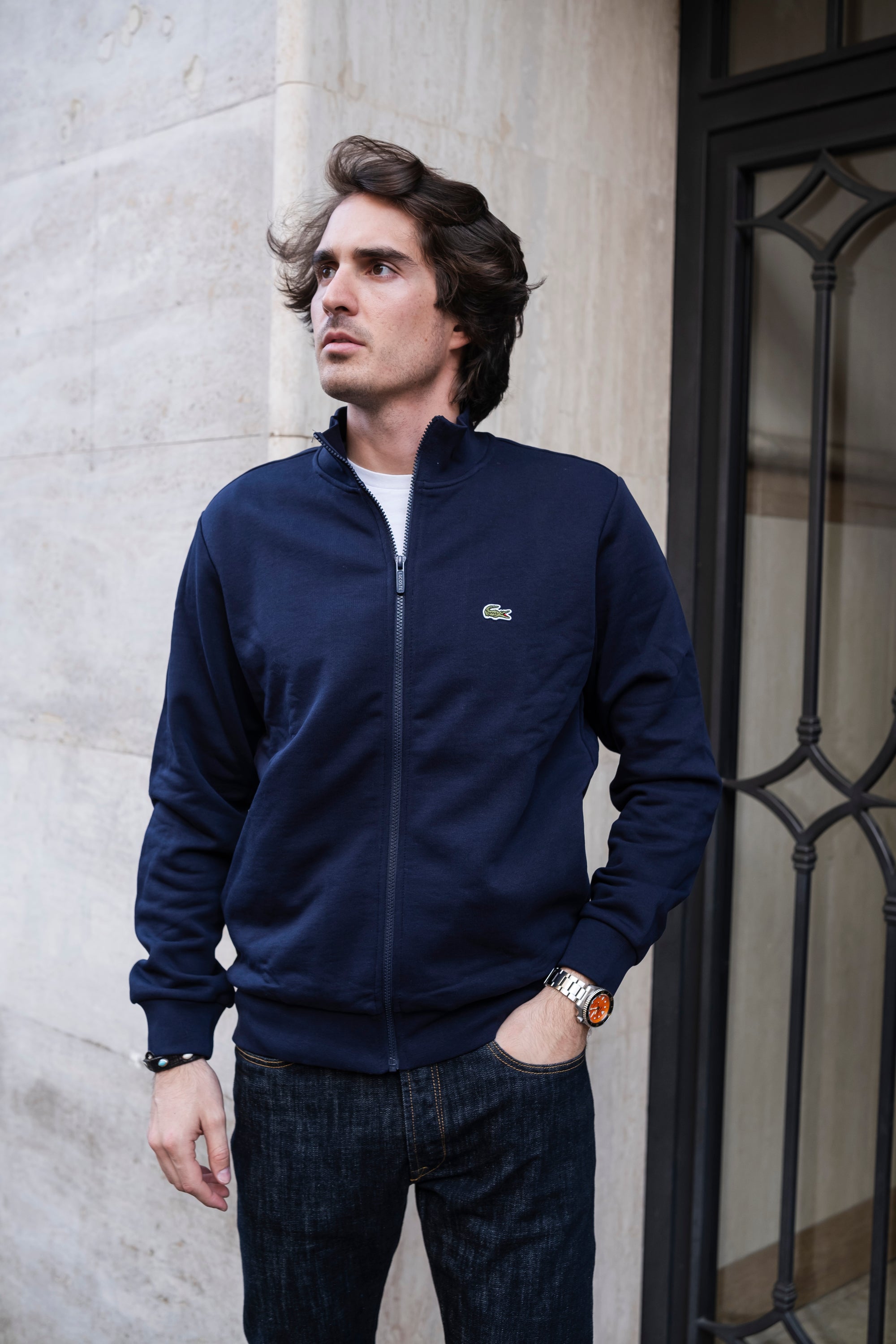 Felpa a Lupetto con Zip SH9622166 MARINE Lacoste 