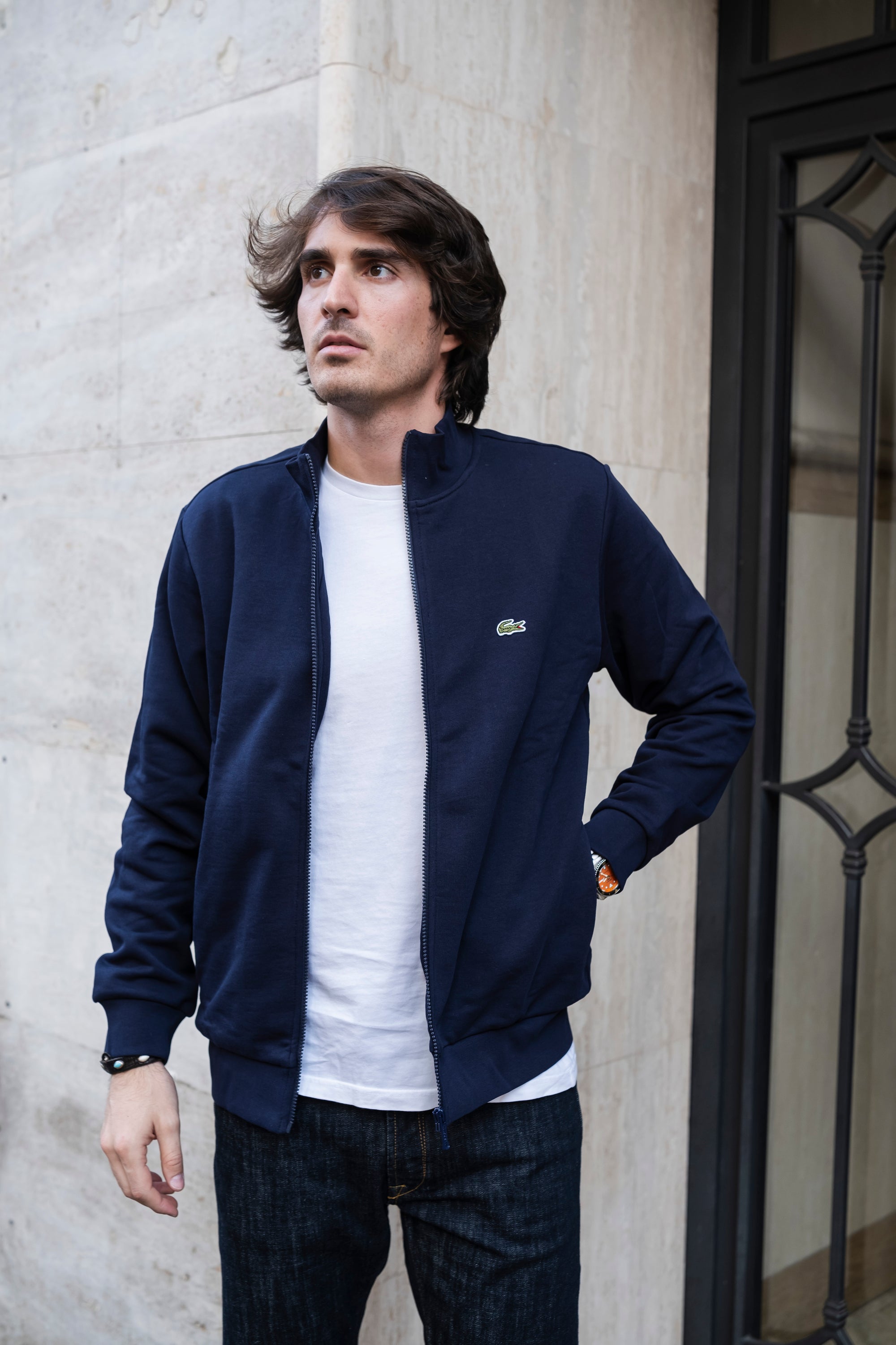 Felpa a Lupetto con Zip SH9622166 MARINE Lacoste 