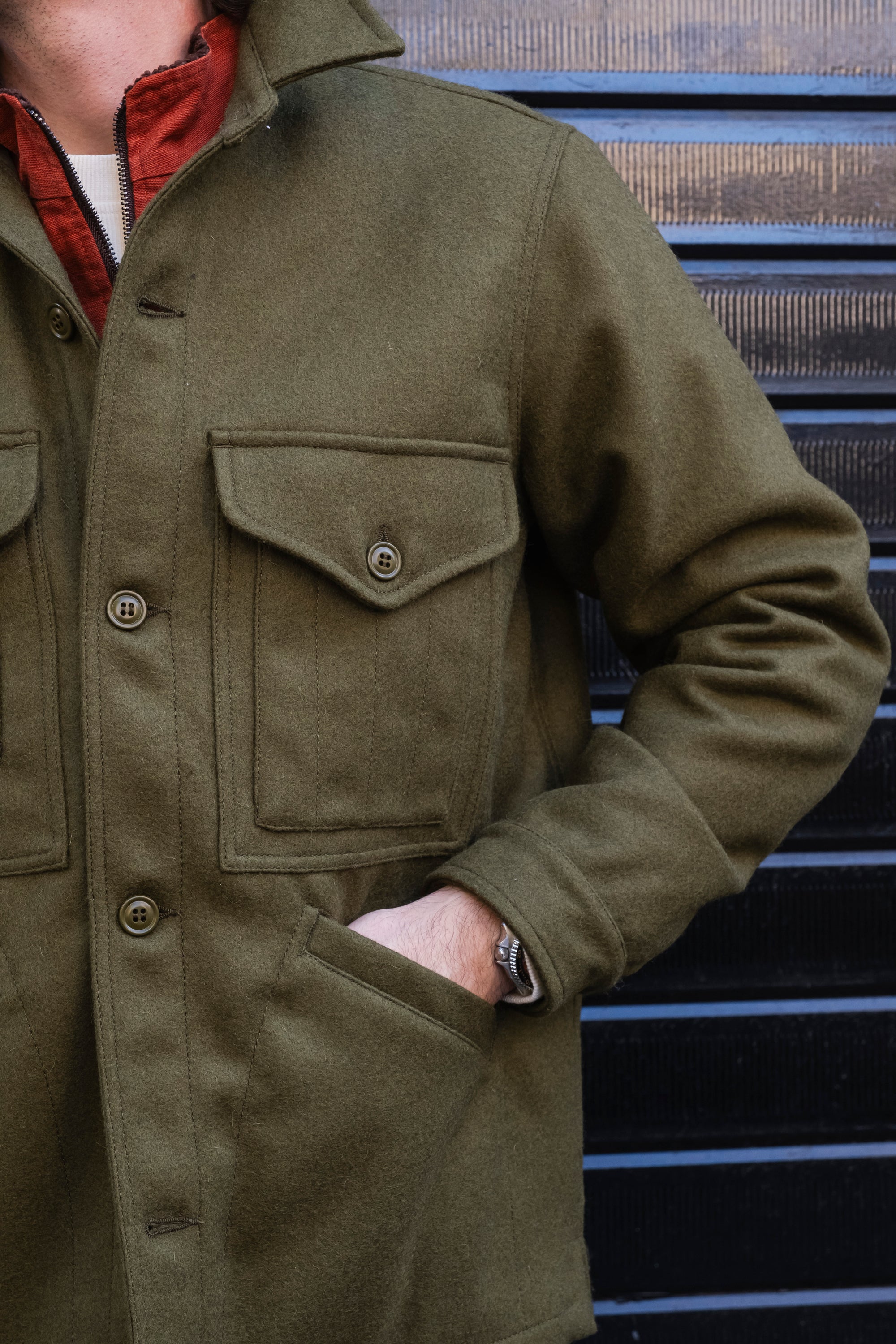 Wool Cruiser Jacket 7079MILITARYGREEN MILITARY GREEN Manifattura Ceccarelli 