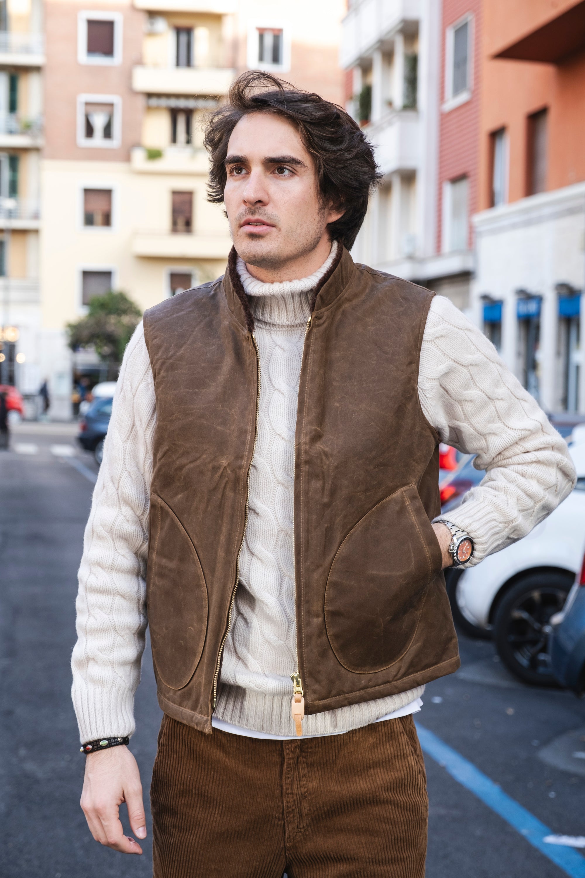 Mountain Vest 7916DARKTAN DARK TAN Manifattura Ceccarelli 