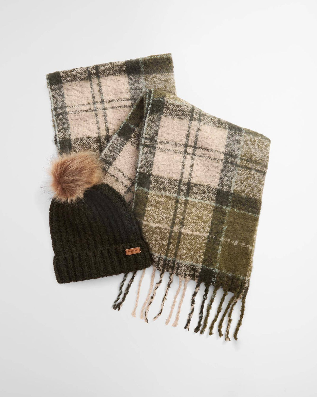 Set Regalo Berretto Sciarpa Saltburn Tartan Ancient Loden-Dk Green LGS0077 GN51 Barbour 
