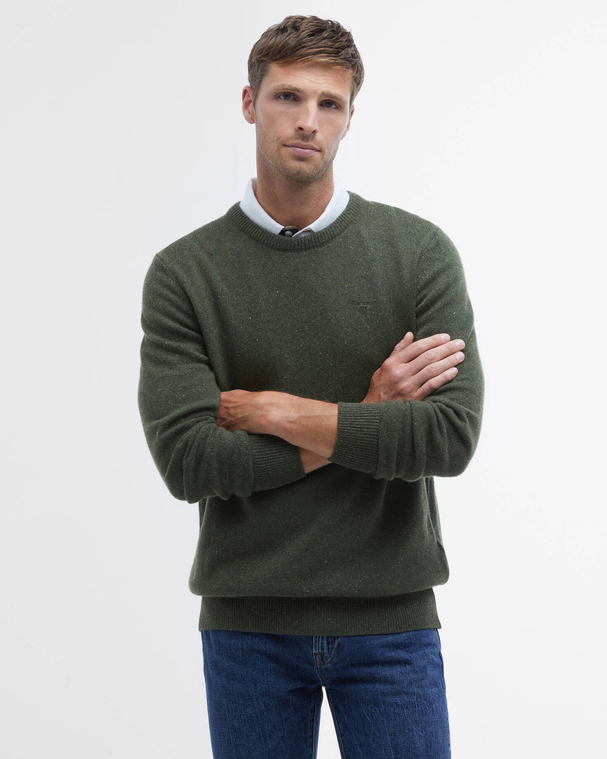 Maglia Essential Tisbury Crew Forest MKN0844 GN91 Barbour 