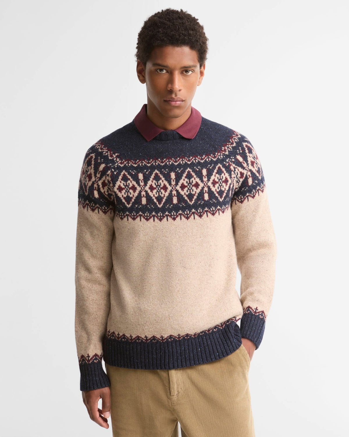 Maglia Tisbury Fair Isle Navy MKN1750 NY91 Barbour 