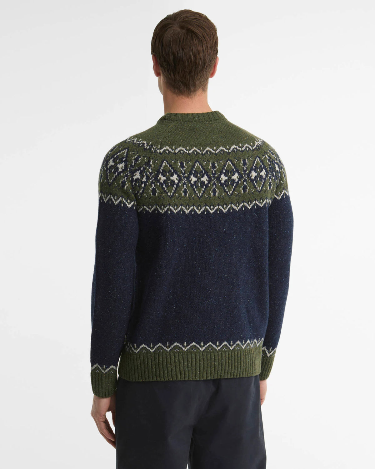 Maglia Tisbury Fair Isle Olive MKN1750 OL51 Barbour 