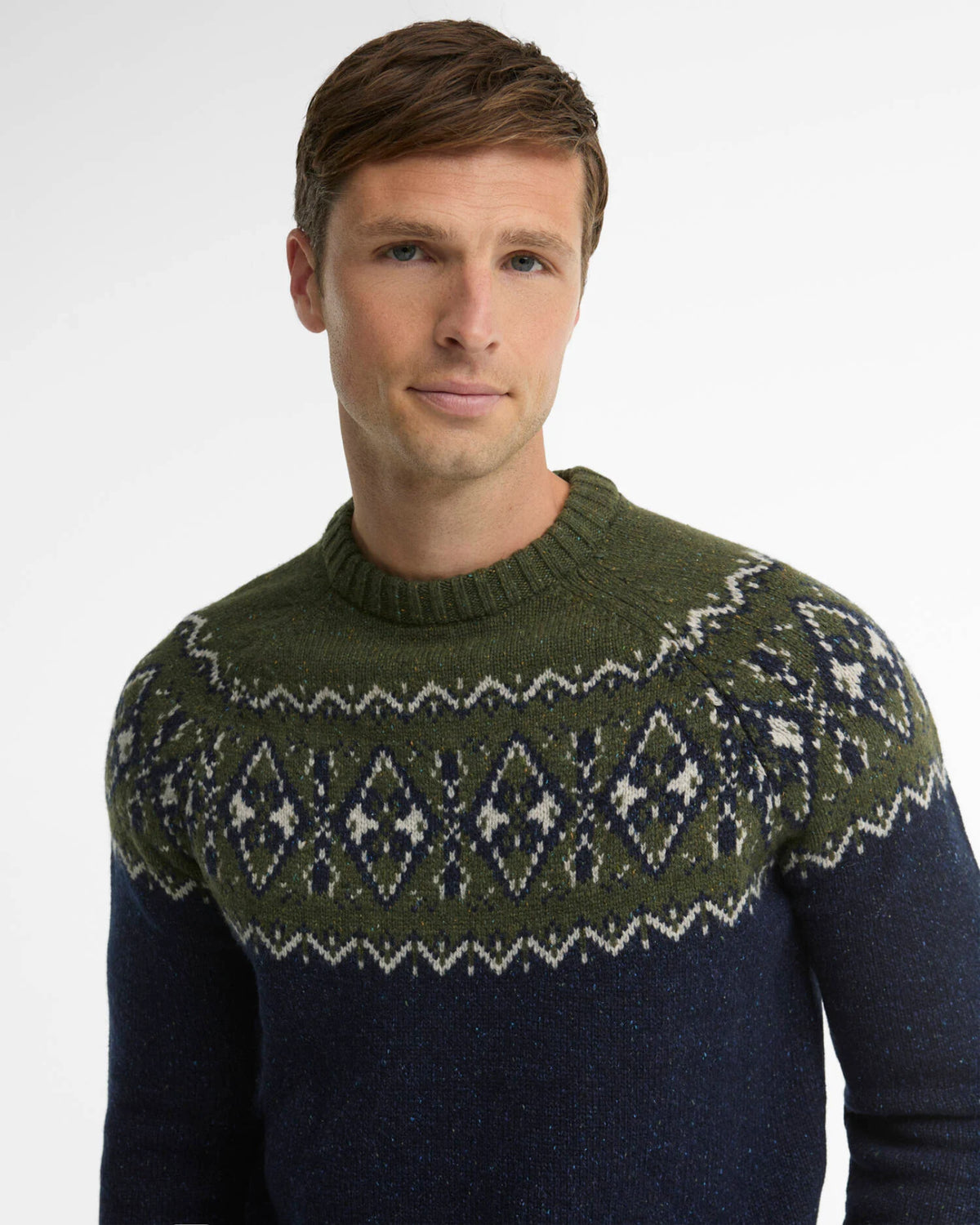 Maglia Tisbury Fair Isle Olive MKN1750 OL51 Barbour 