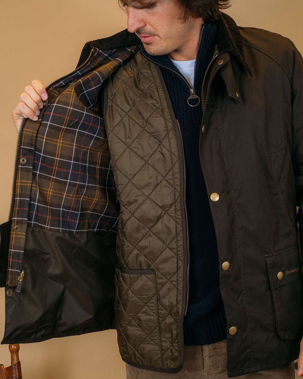 Gilet Polarquilt Waistcoat Zip Olive MLI0002 OL91 Barbour 