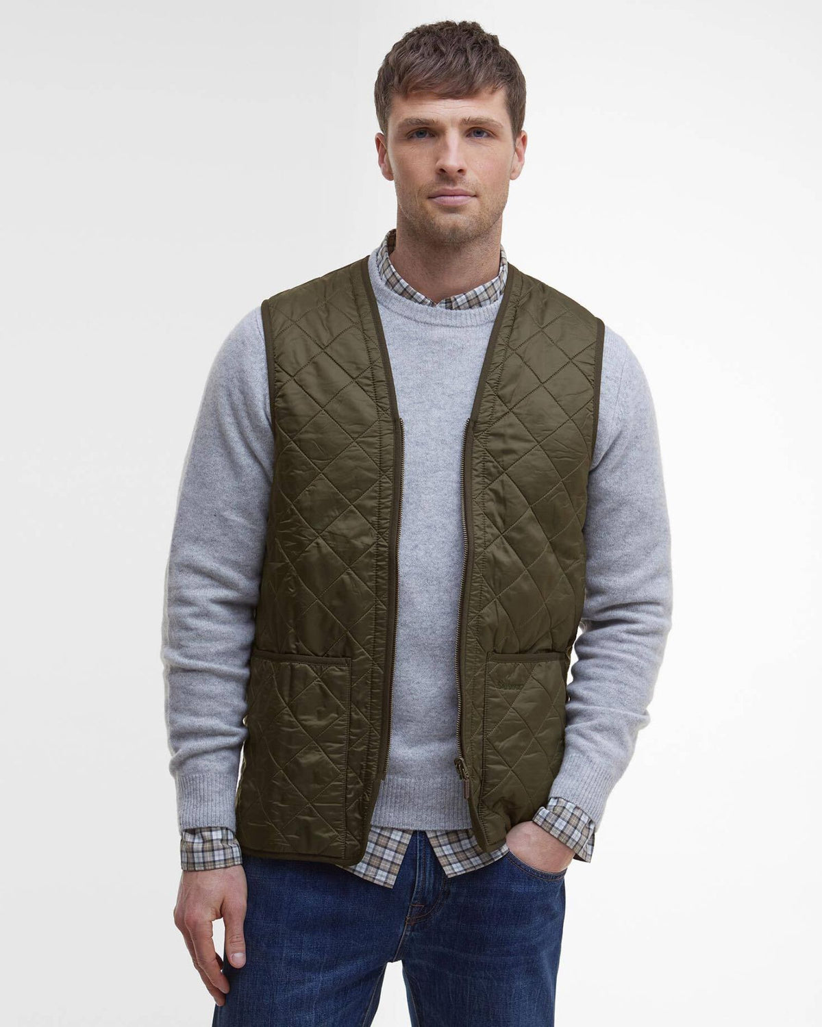 Gilet Polarquilt Waistcoat Zip Olive MLI0002 OL91 Barbour 