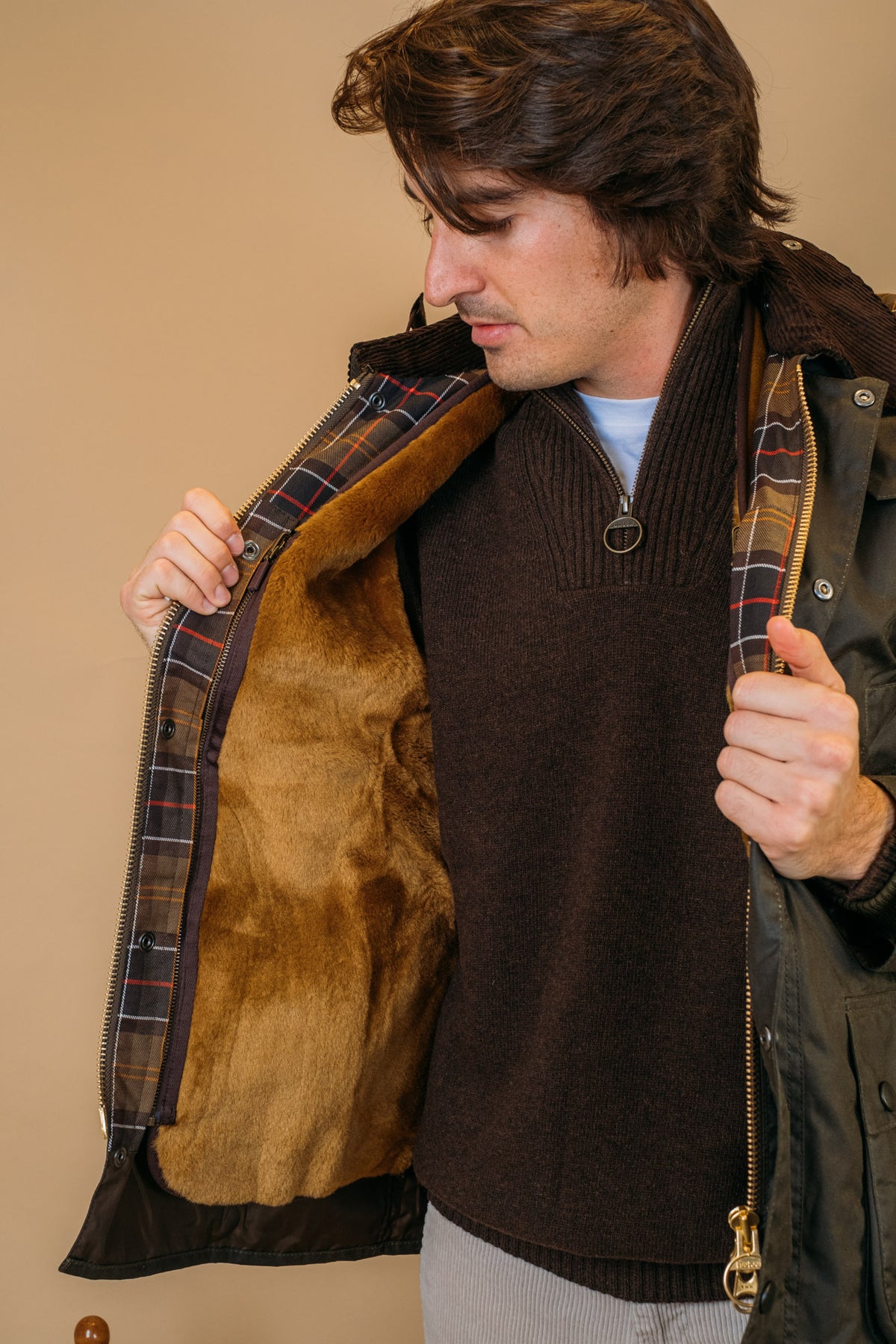 Gilet Warm Pile Waistcoat Brown MLI0004 BR31 Barbour 