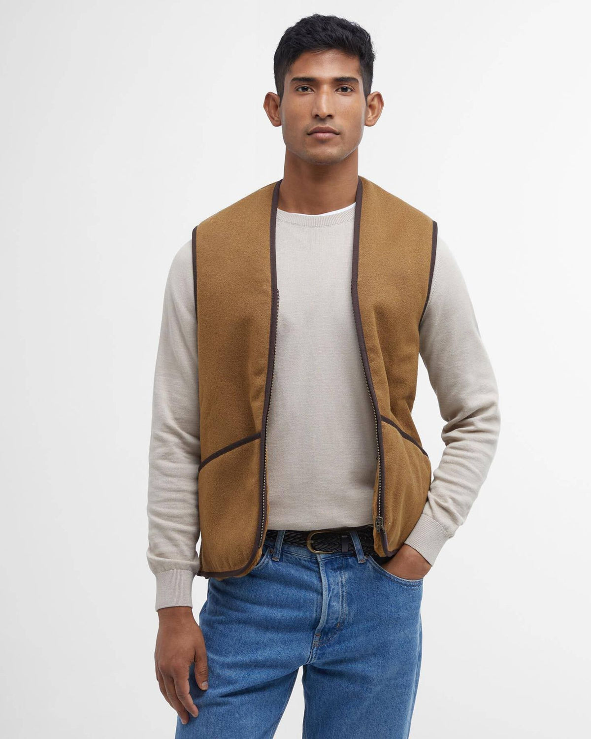 Gilet Warm Pile Waistcoat Brown MLI0004 BR31 Barbour 