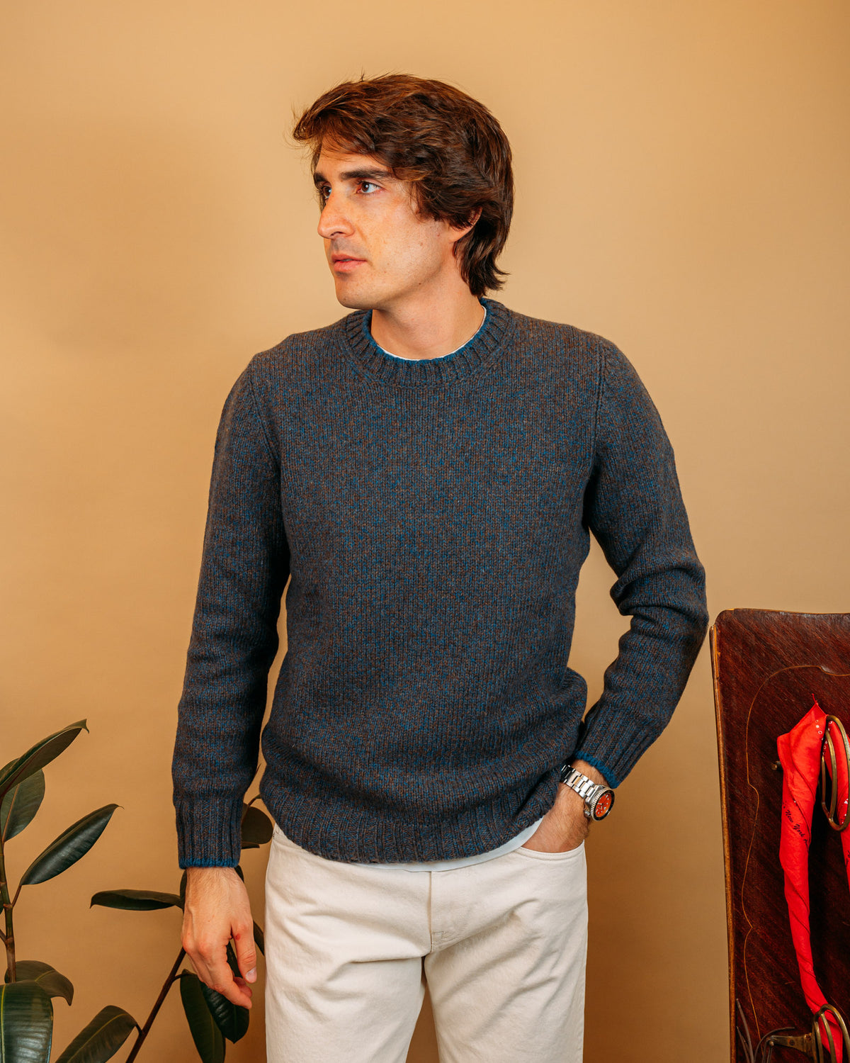 Maglia Moulinè Brown Turquoise 10158 854 Gran Sasso 