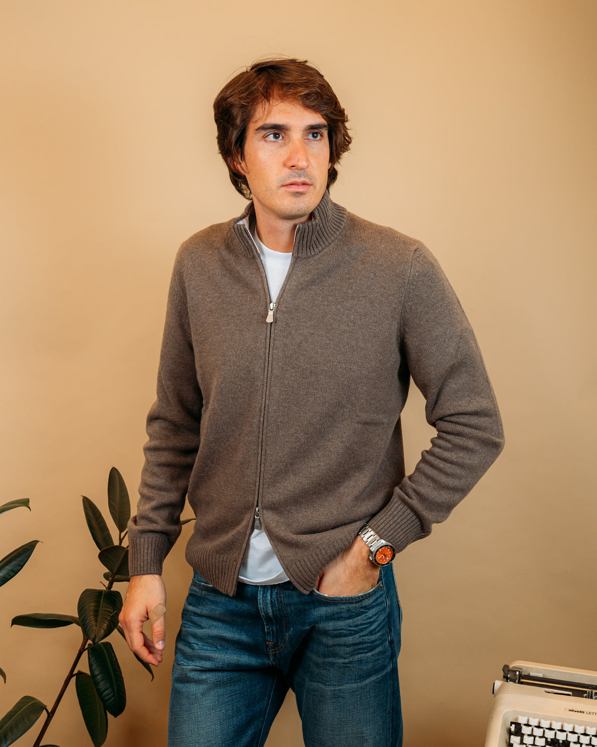 Cardigan Full Zip Tortora 23123 123 Gran Sasso 