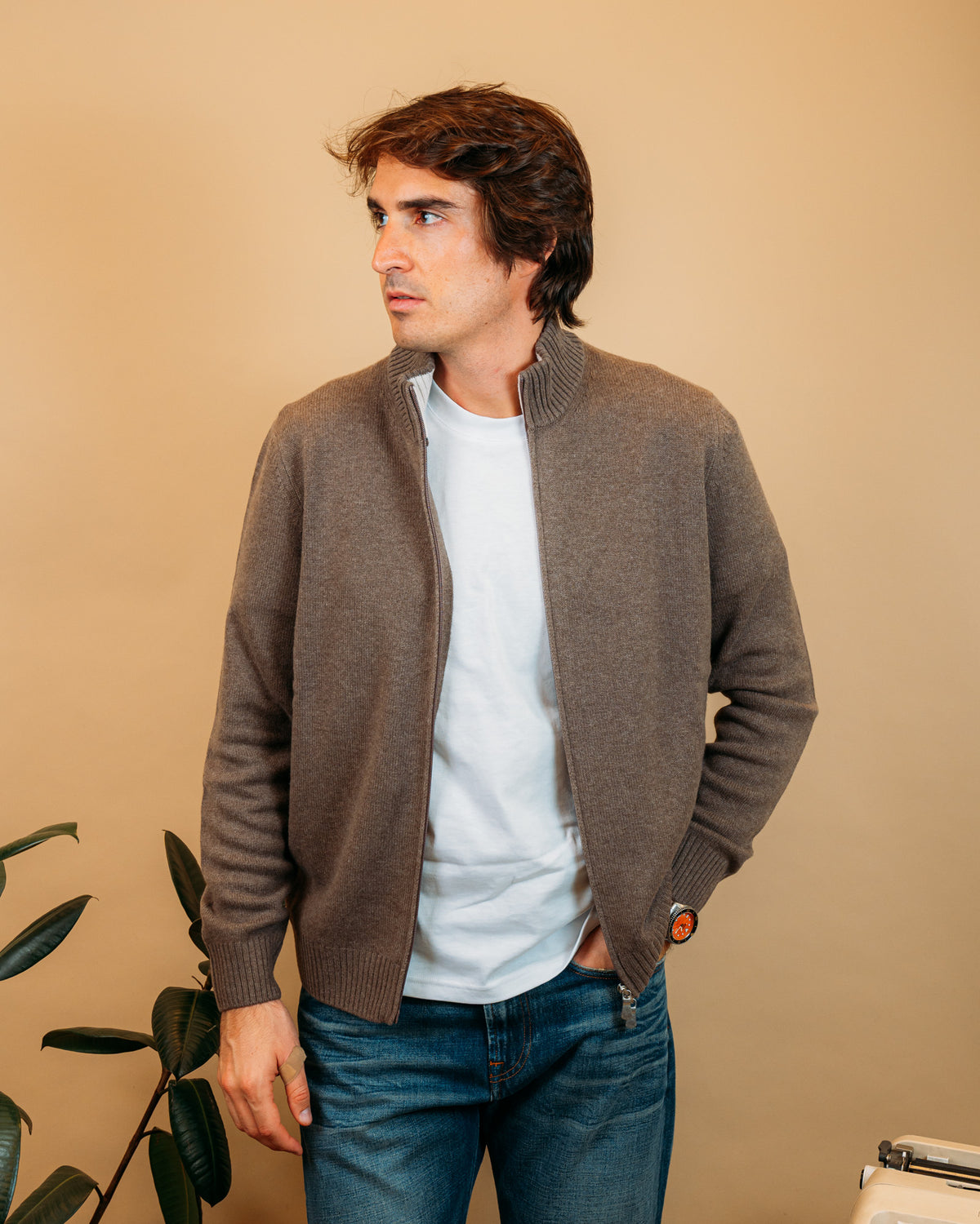 Cardigan Full Zip Tortora 23123 123 Gran Sasso 