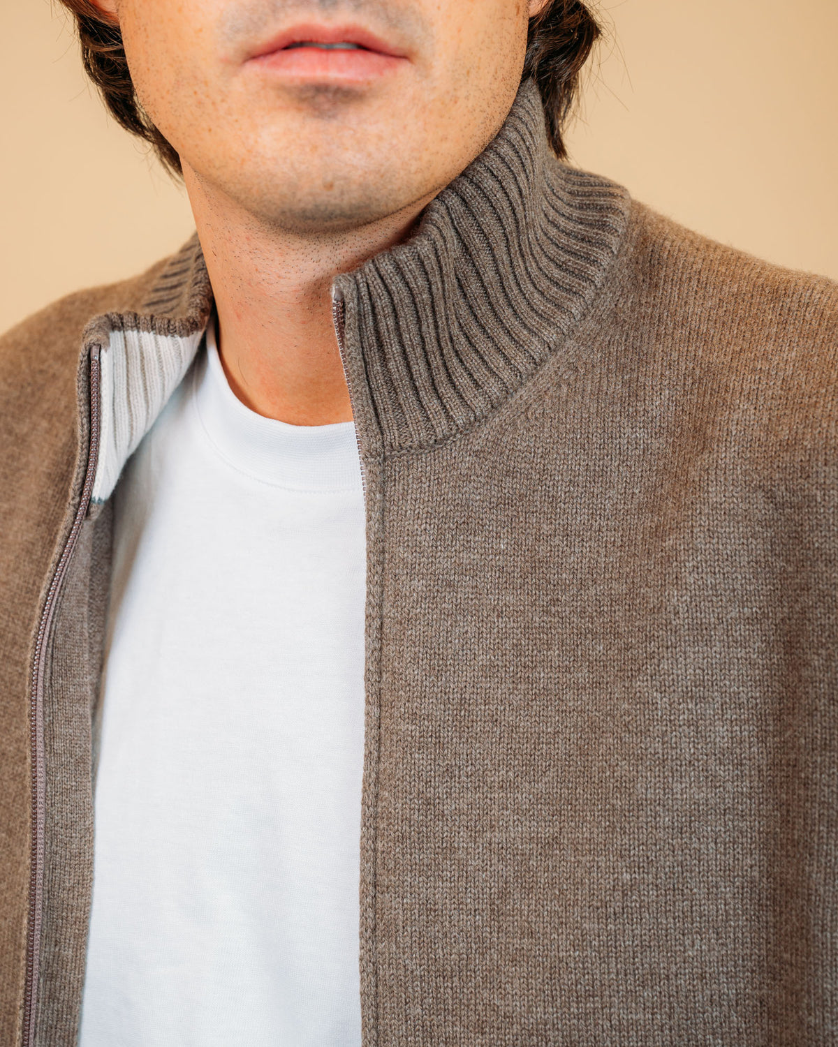 Cardigan Full Zip Tortora 23123 123 Gran Sasso 