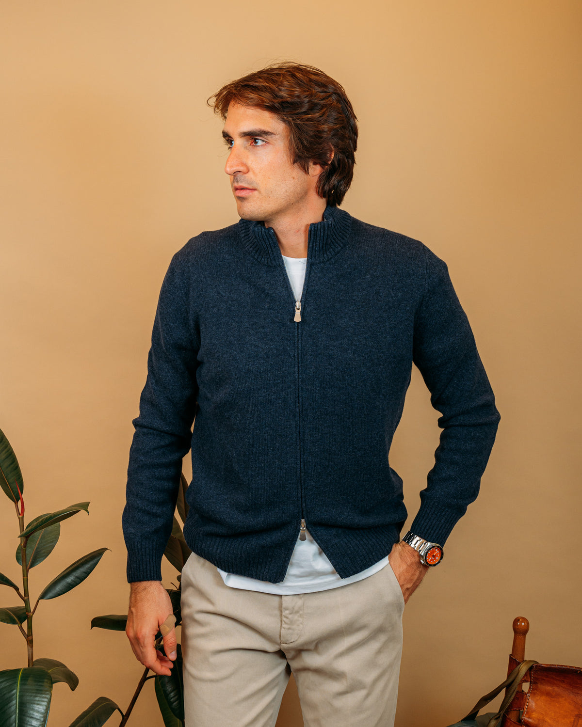 Cardigan Full Zip Blu Melange 23123 589 Gran Sasso 