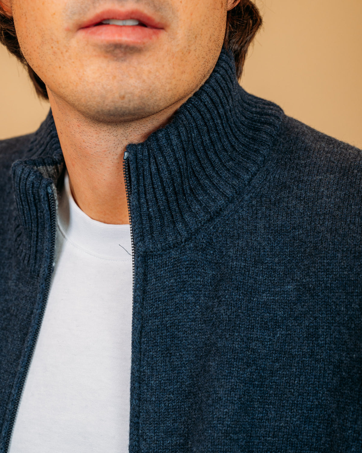 Cardigan Full Zip Blu Melange 23123 589 Gran Sasso 