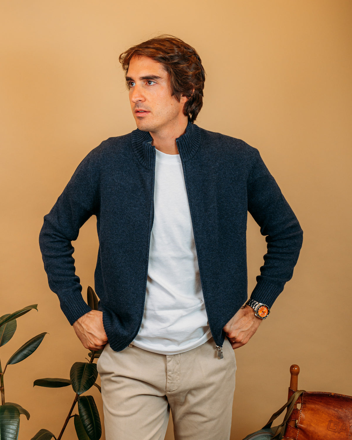 Cardigan Full Zip Blu Melange 23123 589 Gran Sasso 