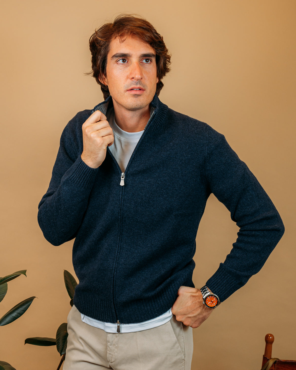 Cardigan Full Zip Blu Melange 23123 589 Gran Sasso 