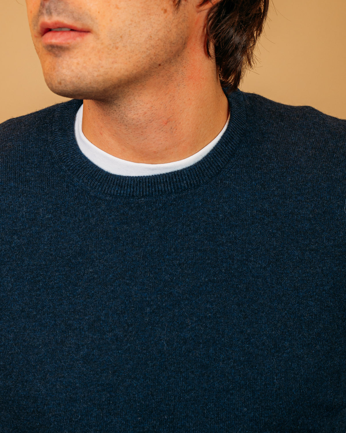 Girocollo Cashmere Blu Melange 55167 589 Gran Sasso 