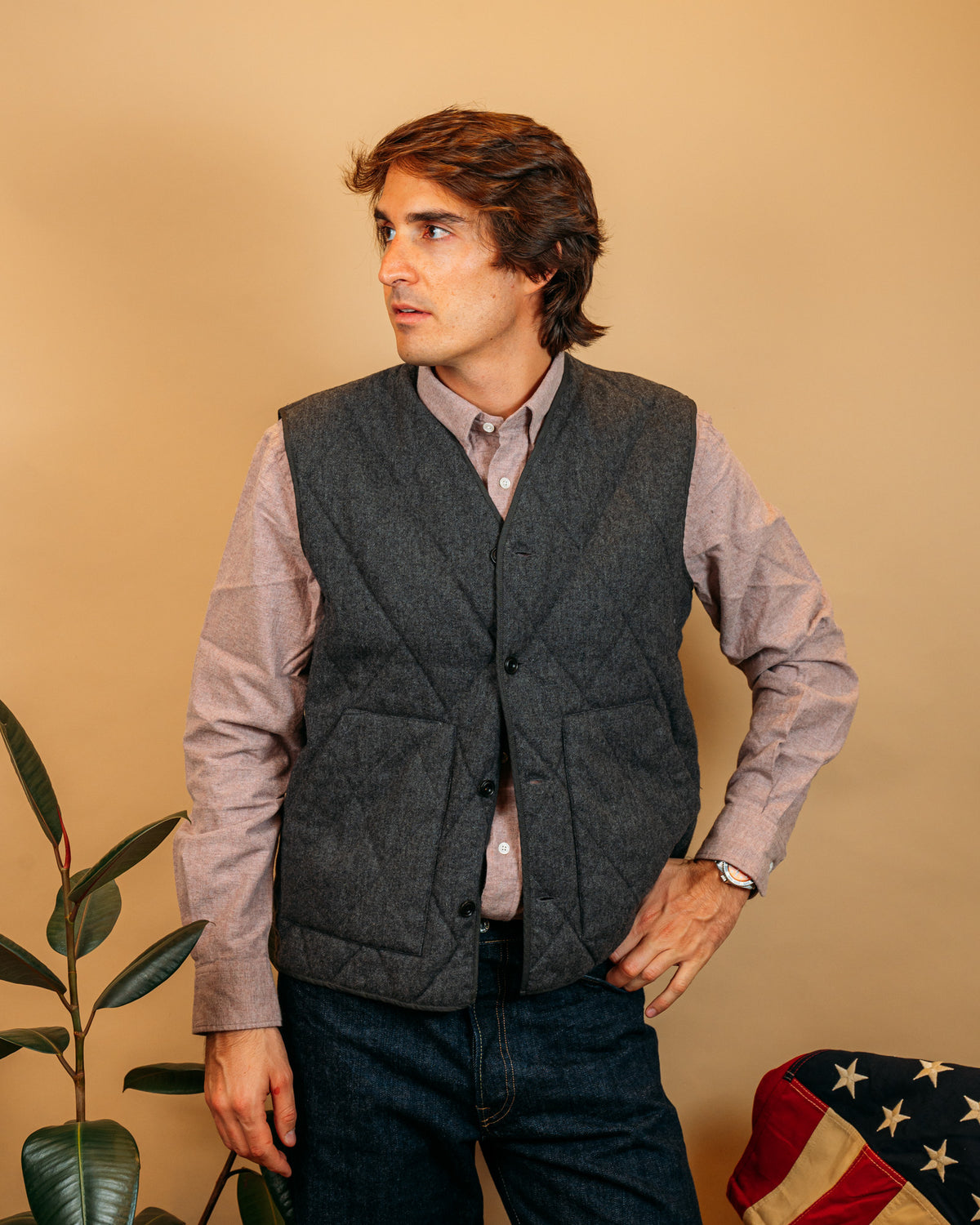 Gilet Vincent Flannel Grey BG28107 02 Hartford 