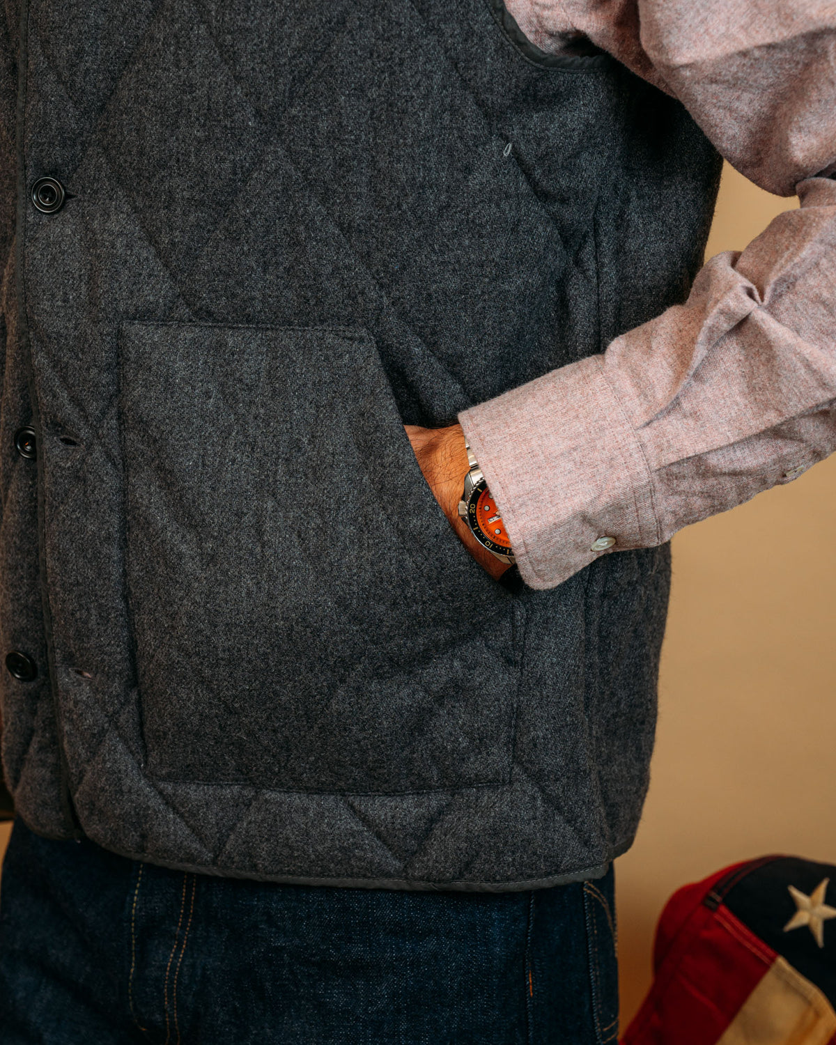 Gilet Vincent Flannel Grey BG28107 02 Hartford 