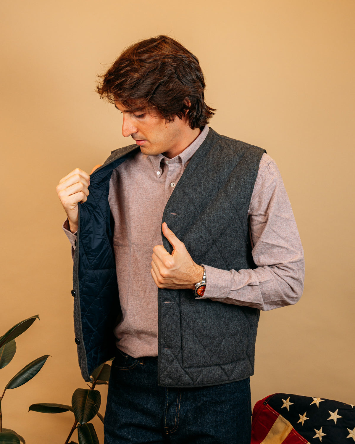 Gilet Vincent Flannel Grey BG28107 02 Hartford 