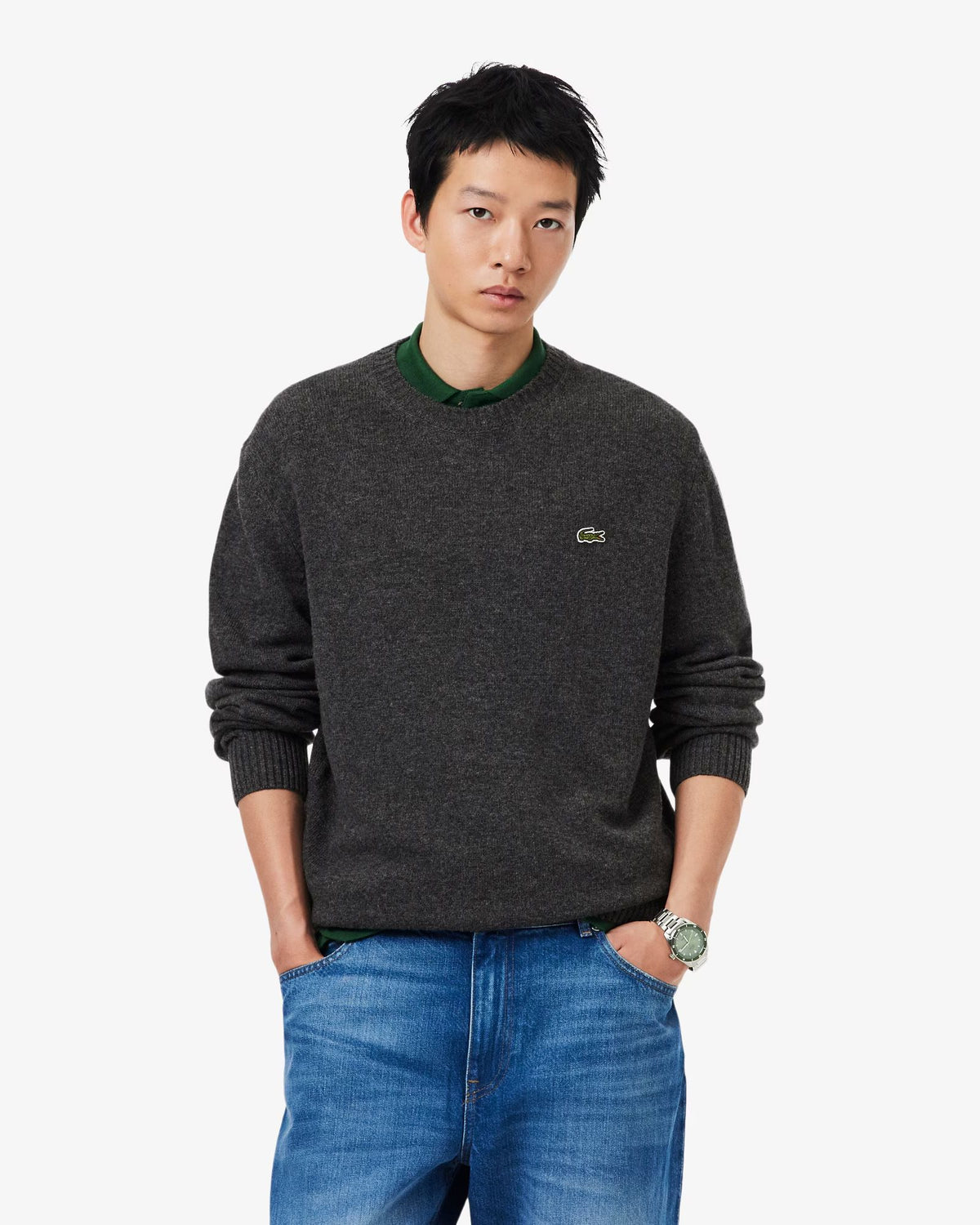 Maglione Lana Grigio Chine AH2916 050 Lacoste 
