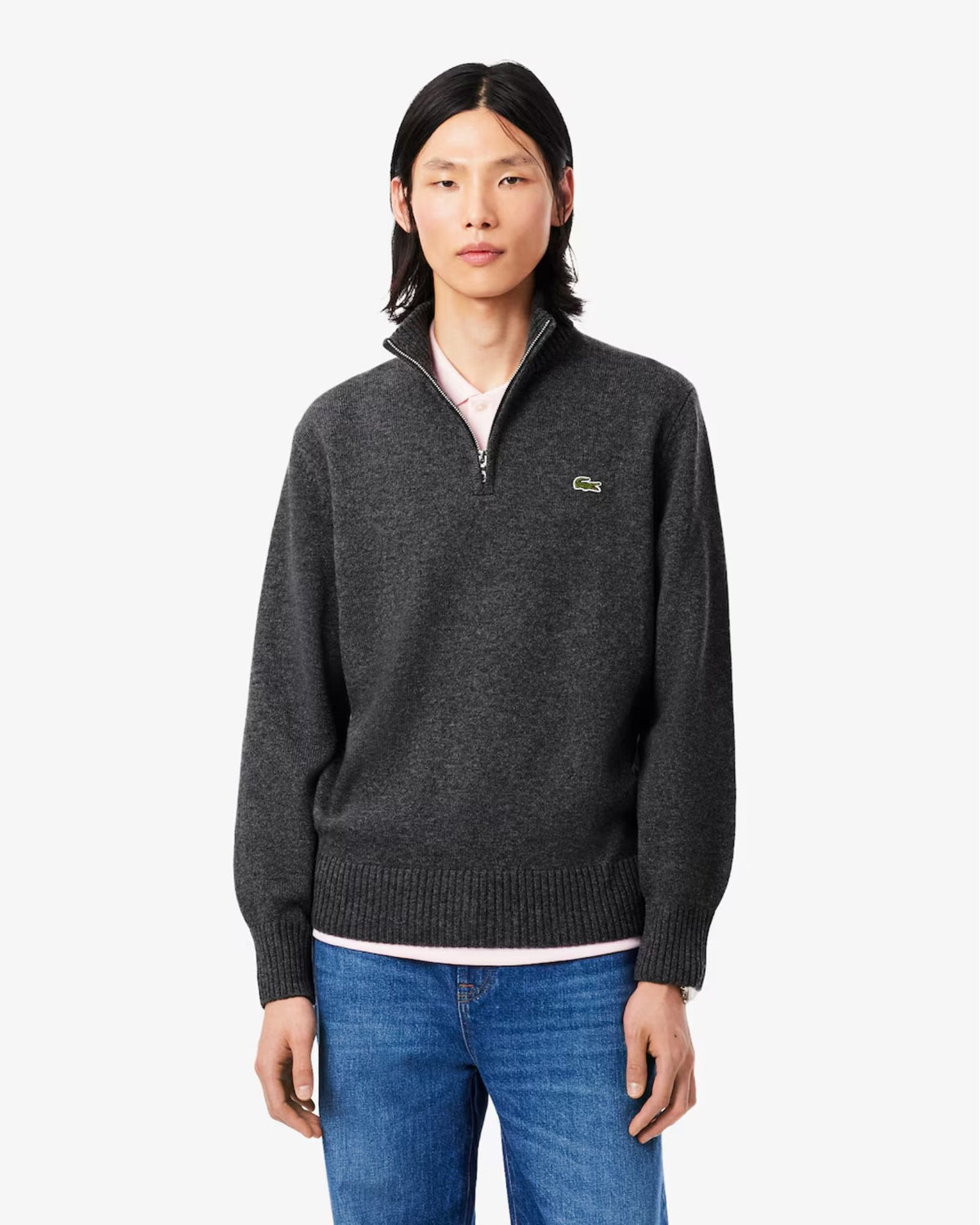 Maglione Lana Zip Grigio Chine AH3052 050 Lacoste 