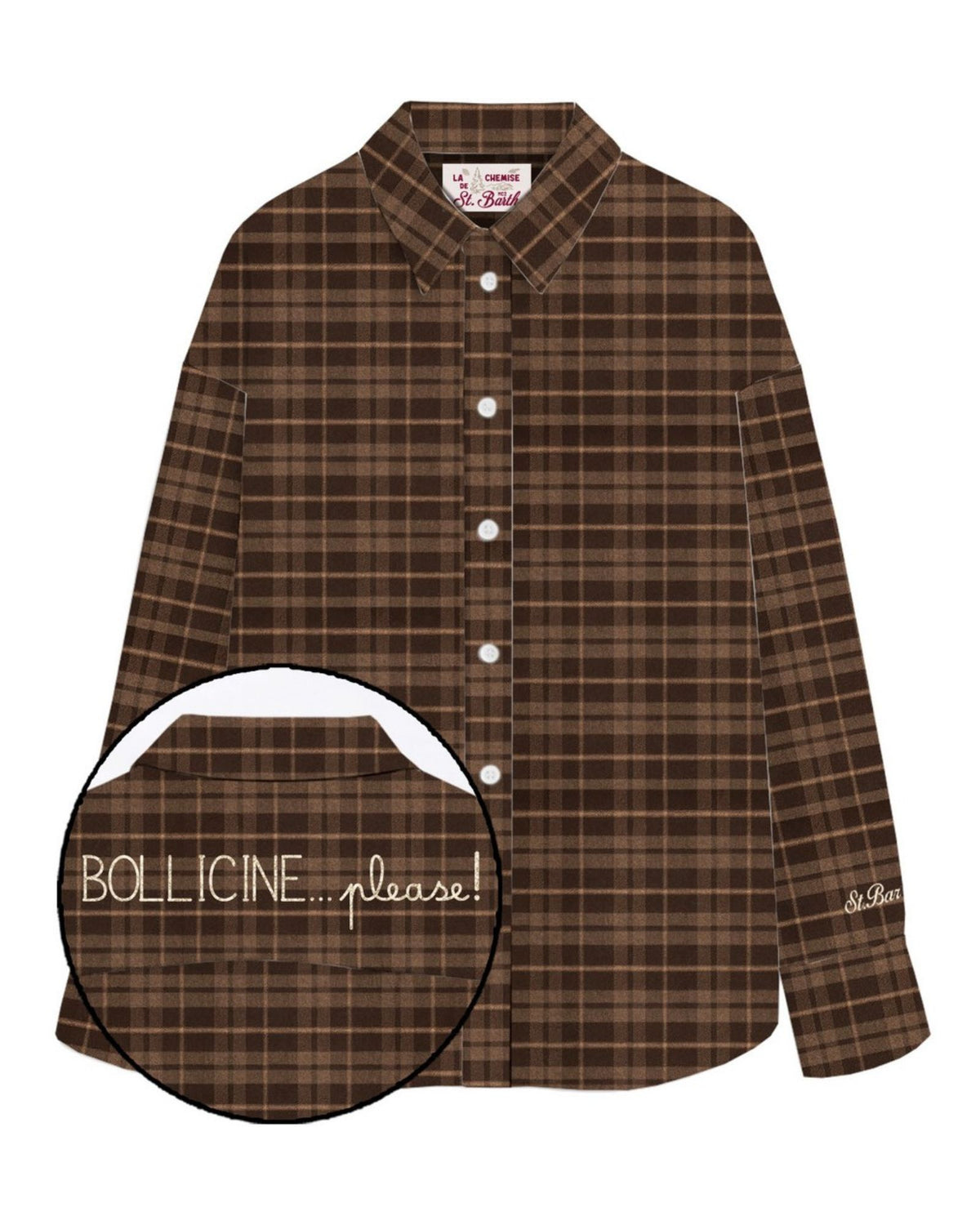 Camicia Gigy Flannel Tartan Bollicine Marrone GIG0001 00209M MC2 Saint Barth 