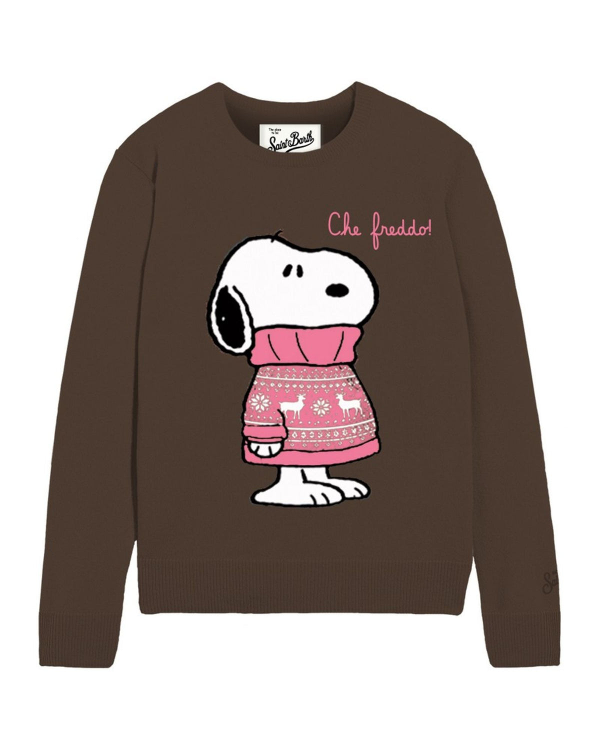 Maglia New Queen Snoopy Freddo Marrone QUE0010 01774M MC2 Saint Barth 