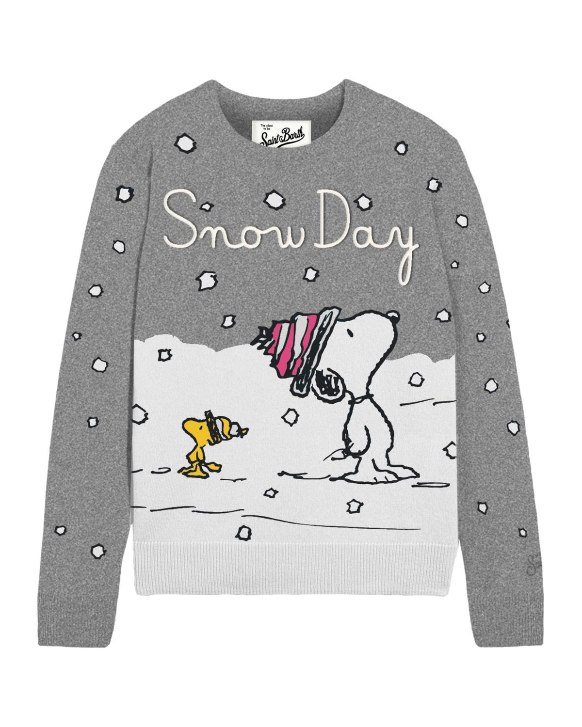 Maglia New Queen Snoopy Snow Day Grigia QUE0018 03974M MC2 Saint Barth 