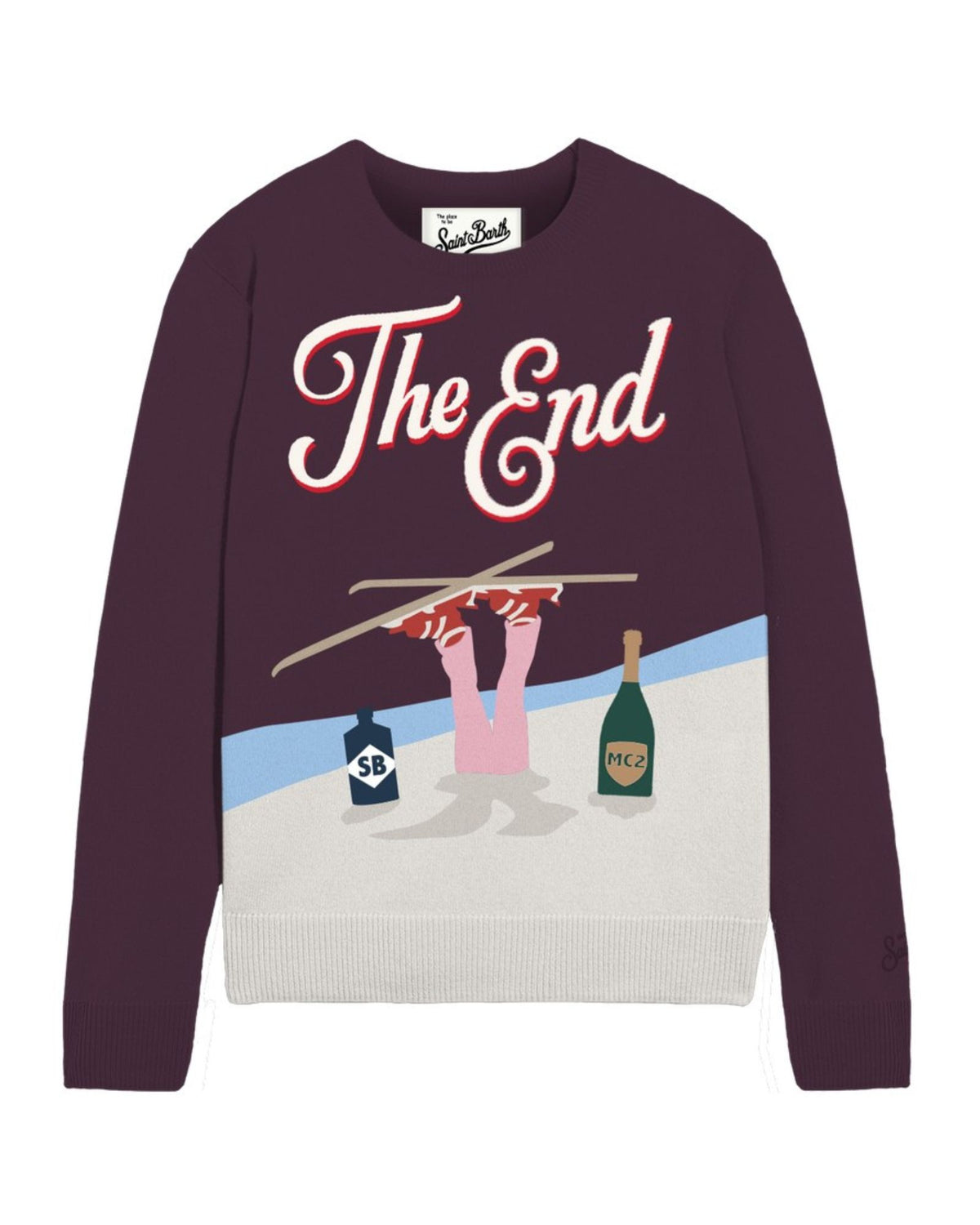 Maglia New Queen Stampa The End Skier Bordeaux QUE0018 04247M MC2 Saint Barth 