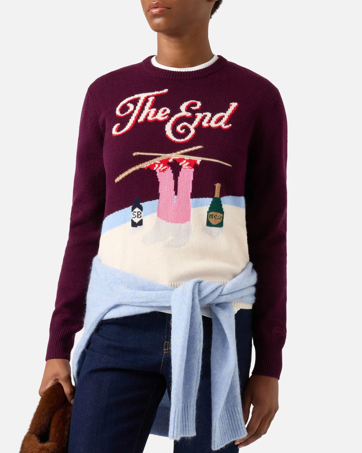 Maglia New Queen Stampa The End Skier Bordeaux QUE0018 04247M MC2 Saint Barth 