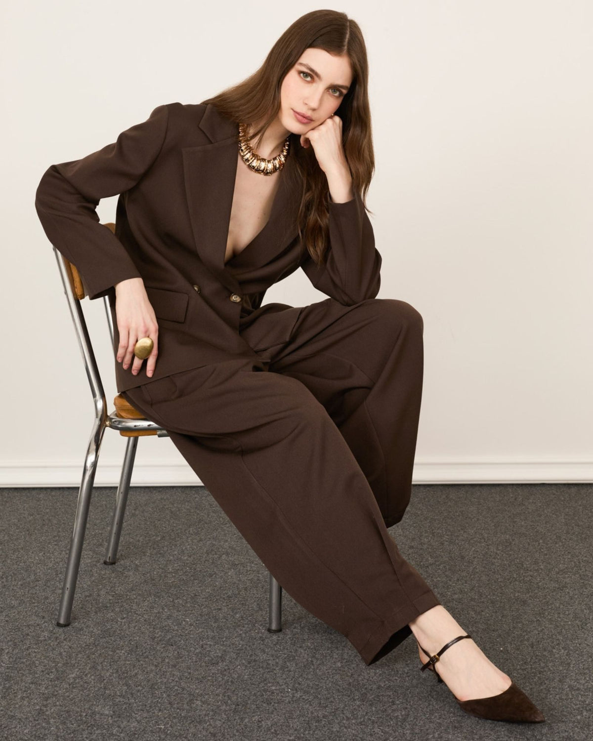 Pantaloni Pieghe Caffe' M03N0056 CF Philia Loft 