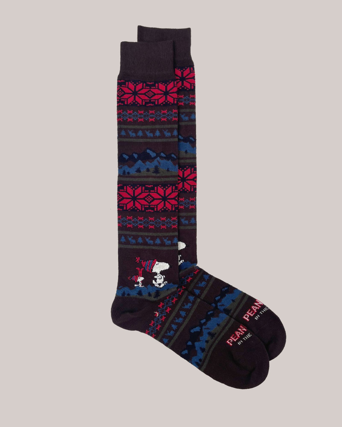 Calze Snoopy Christmas Stripes Marrone FW036 0115 Sox in the Box 