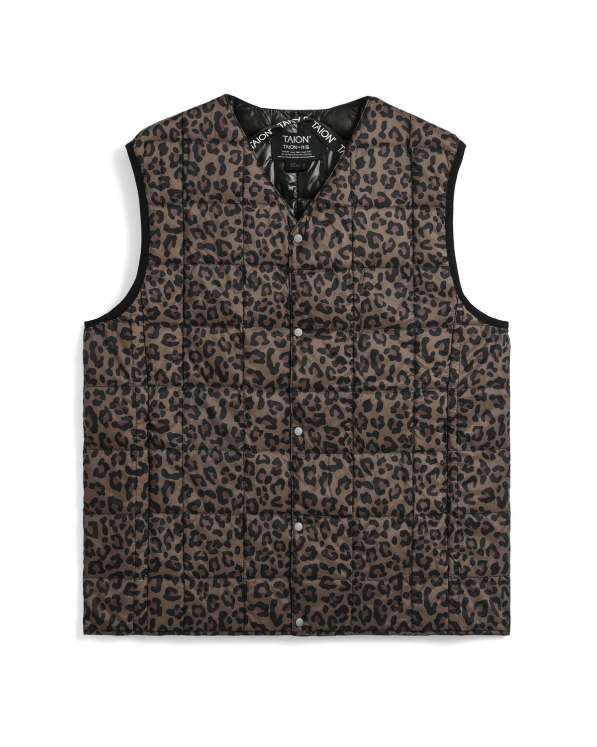 Gilet V Neck Down Dark Leopard 001 D.L Taion 