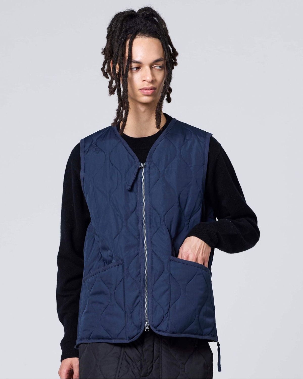 Gilet Piumino Military Zip V-Neck D. Navy 001ZML-1 D.N Taion 