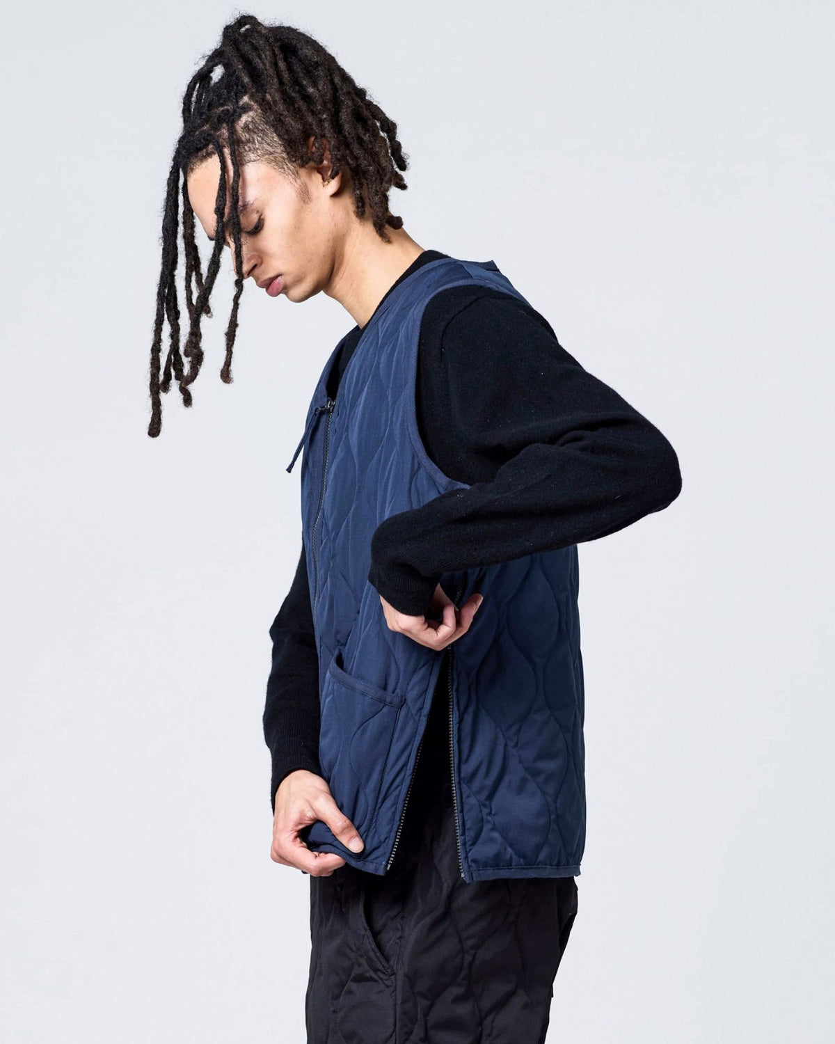Gilet Military Zip V-Neck D. Navy 001ZML-1 D.N Taion 