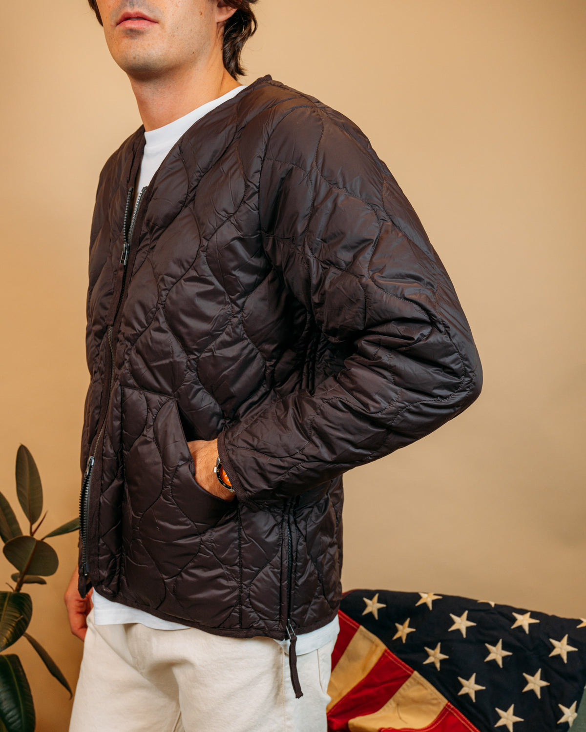 Giacca Military V-Neck Zip Down Dark Choco 101ALSZML-1 D.C Taion 