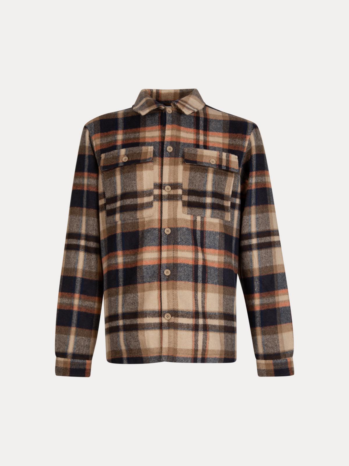 GAFFISTORE CHECKERED OVERSHIRT LIGHT BROWN REVOLUTION