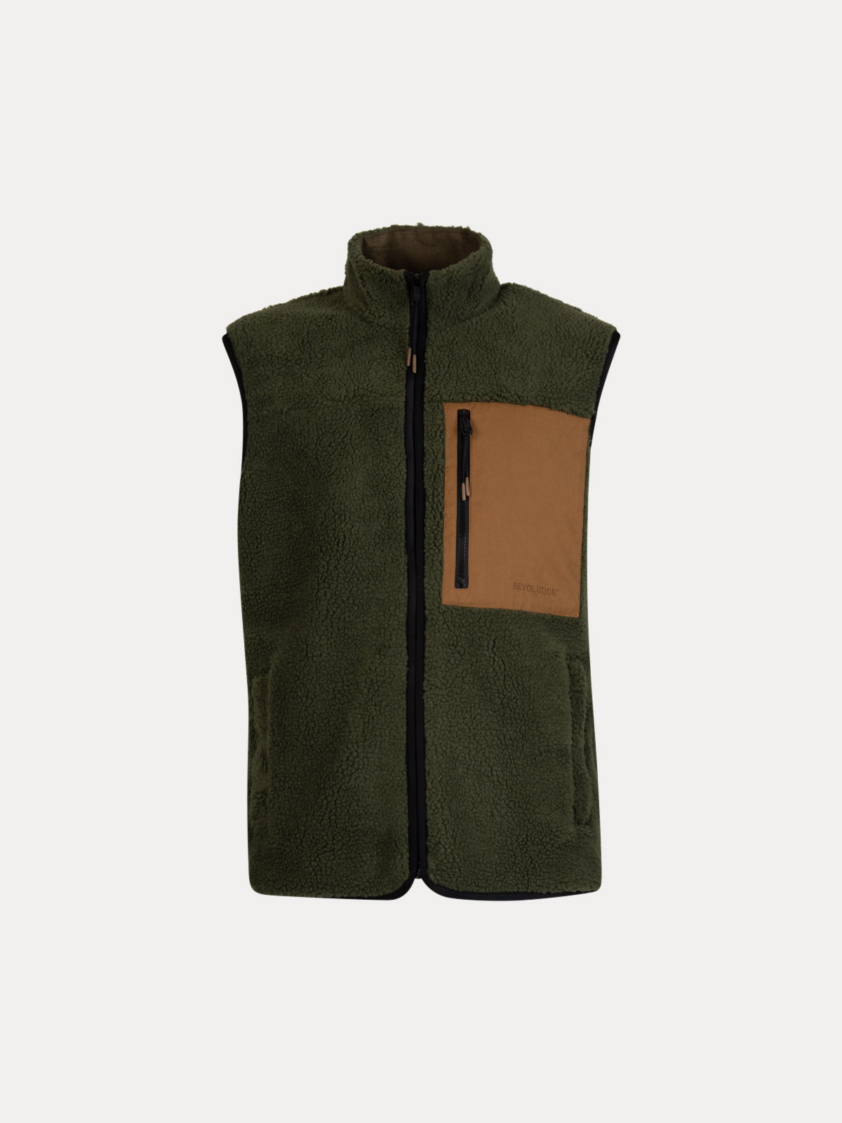 GAFFISTORE SHORT TEDDY VEST ARMY REVOLUTION