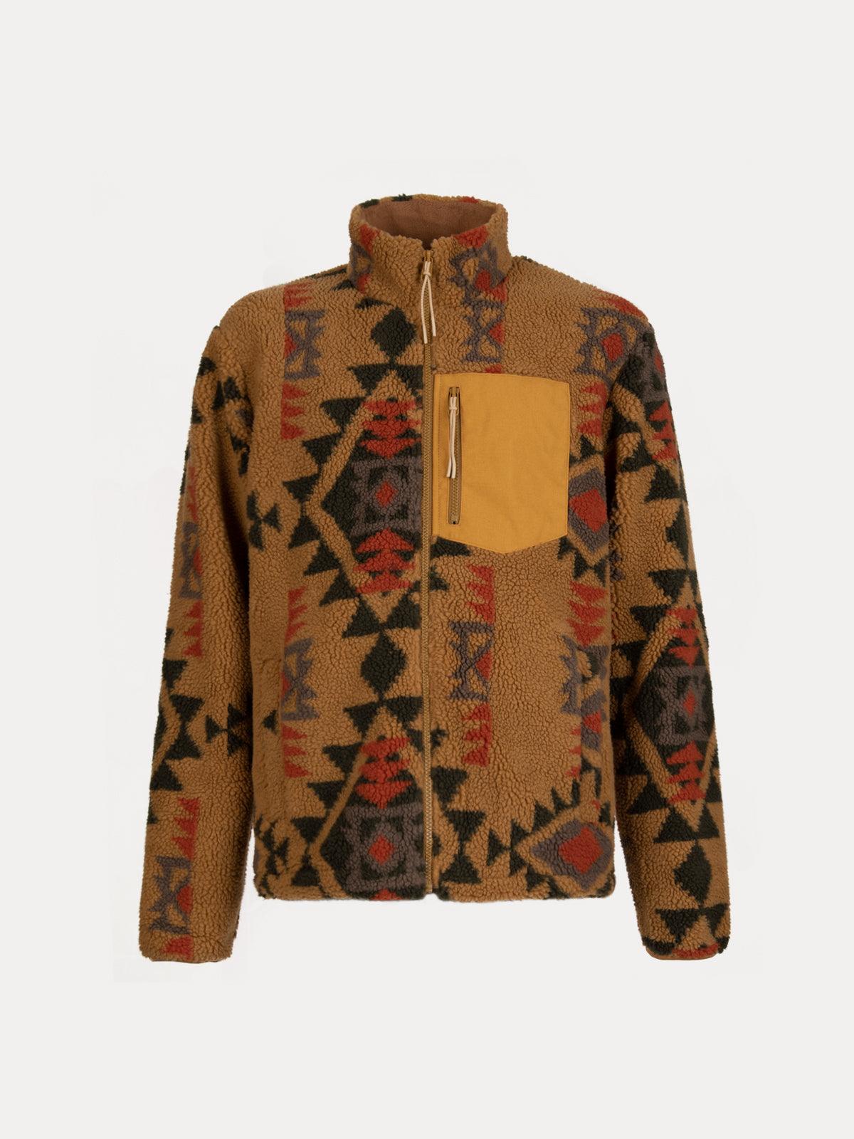 GAFFISTORE SHORT PRINTED FLEECE JACKET BROWN REVOLUTION